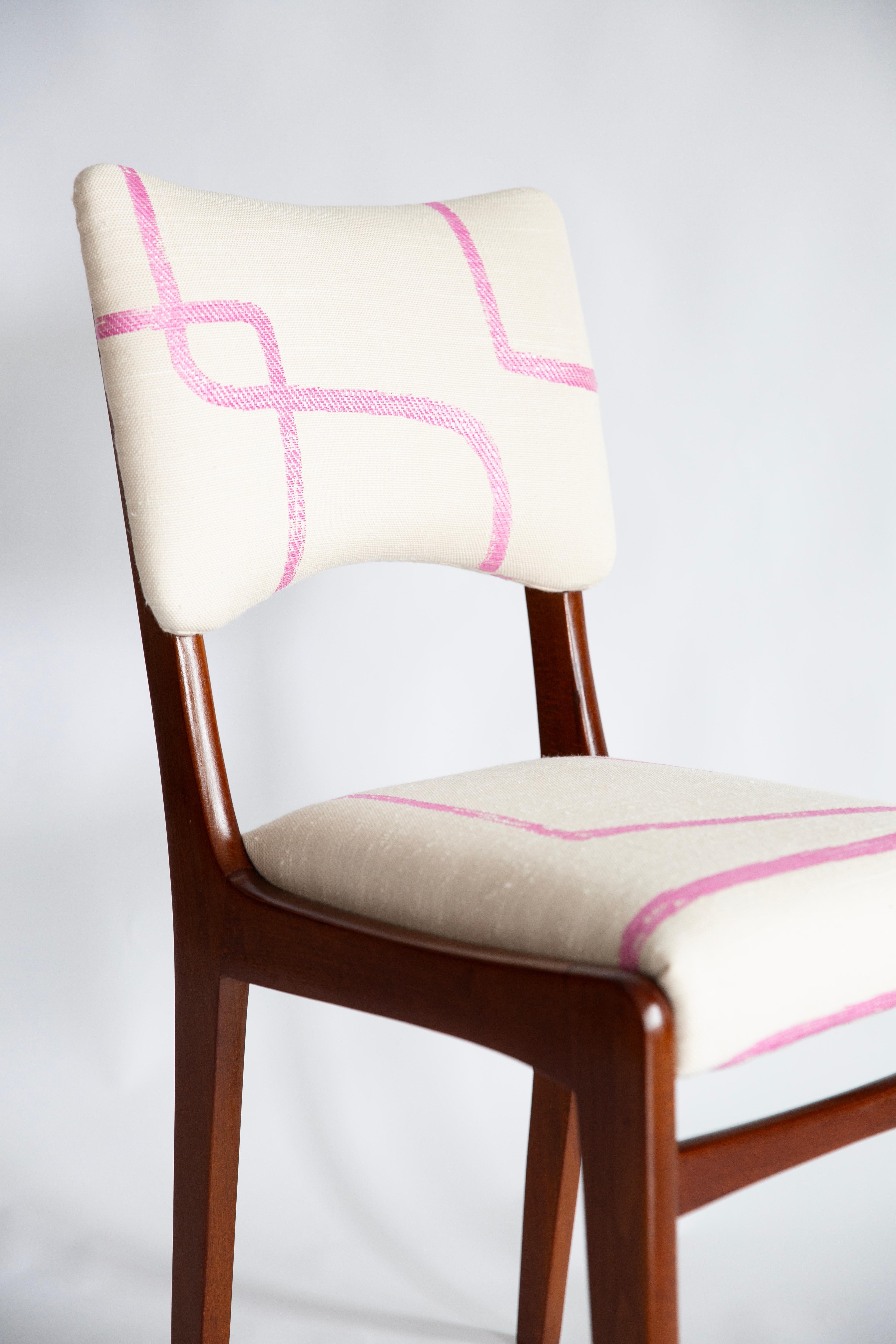 Mid-Century Modern Eight Mid Century Chairs, Promenade Kafkaïenne Jacquard, by Halas, Poland, 1960s For Sale