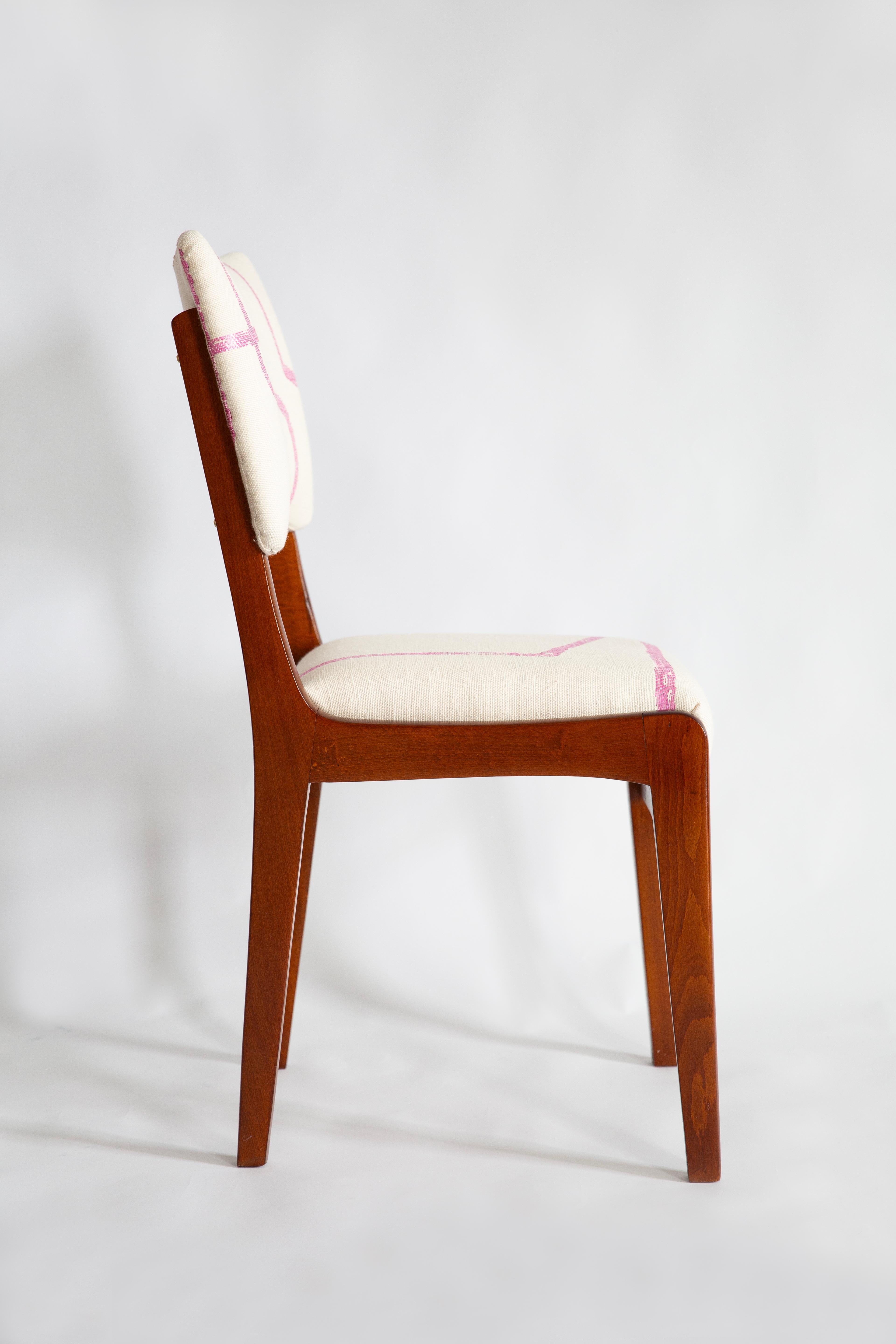 Polish Eight Mid Century Chairs, Promenade Kafkaïenne Jacquard, by Halas, Poland, 1960s For Sale