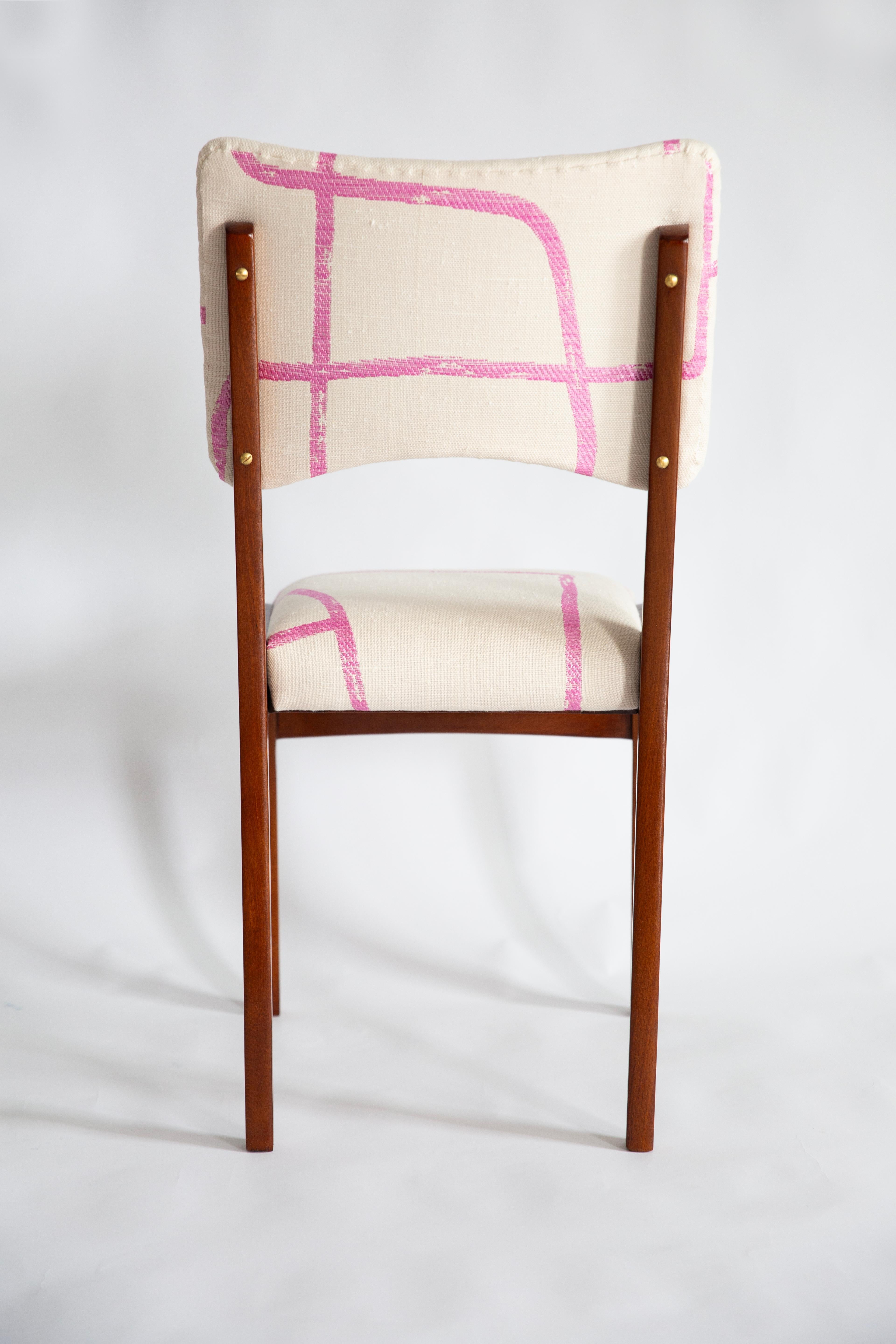 Eight Mid Century Chairs, Promenade Kafkaïenne Jacquard, by Halas, Poland, 1960s In Excellent Condition For Sale In 05-080 Hornowek, PL