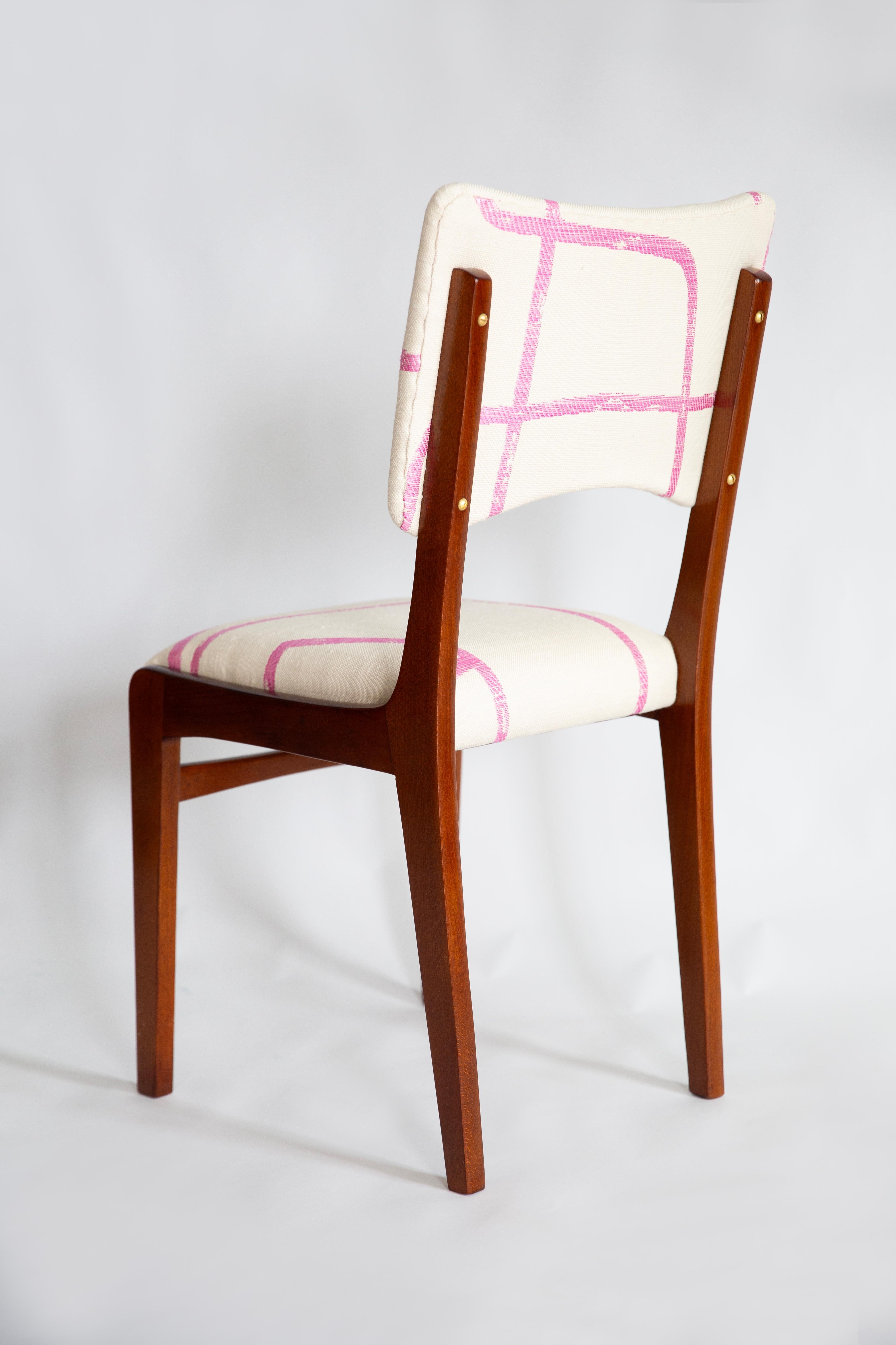 20th Century Eight Mid Century Chairs, Promenade Kafkaïenne Jacquard, by Halas, Poland, 1960s For Sale