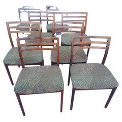 Eight Mid Century Danish Rosewood Ladderback Dining Chairs by Niels Moeller