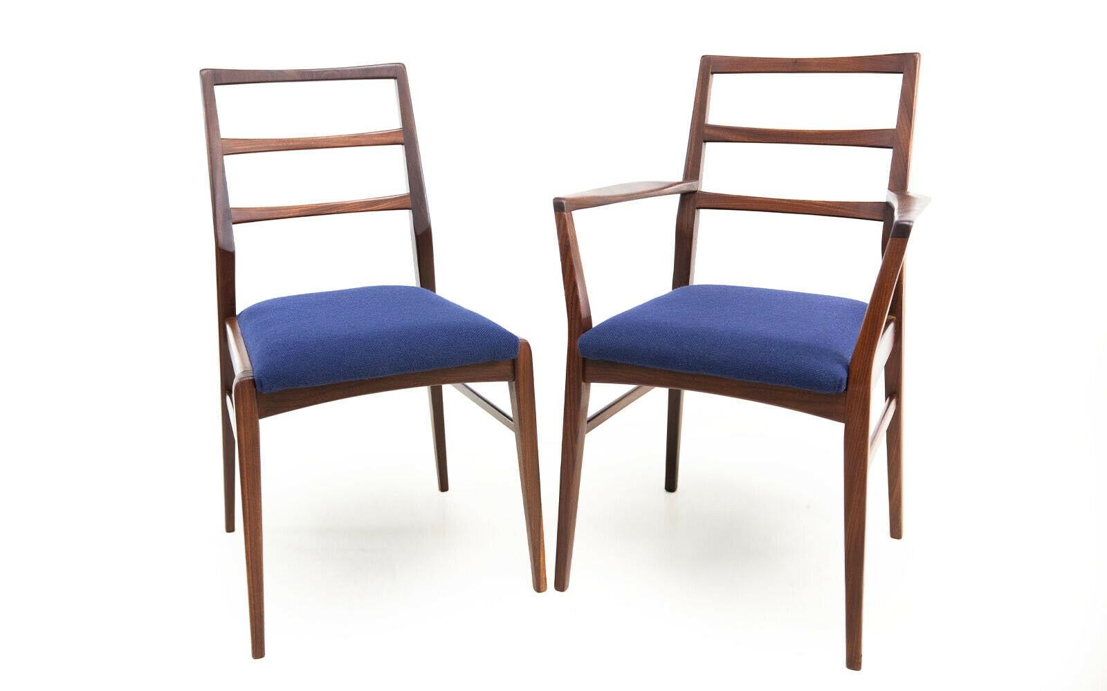 Eight Mid Century Dining Chairs by Richard Hornby for Fyne Ladye in Blue Kvadrat In Good Condition In STOKE ON TRENT, GB