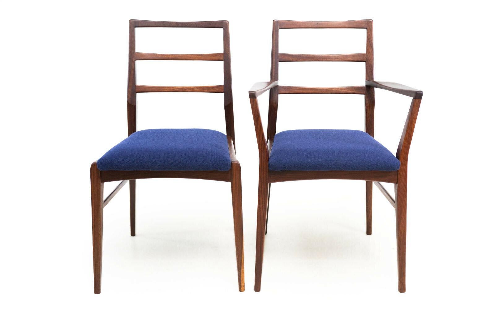 Teak Eight Mid Century Dining Chairs by Richard Hornby for Fyne Ladye in Blue Kvadrat