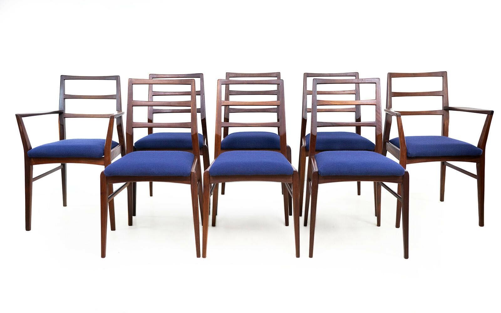 Eight Mid Century Dining Chairs by Richard Hornby for Fyne Ladye in Blue Kvadrat 2