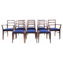 Eight Mid Century Dining Chairs by Richard Hornby for Fyne Ladye in Blue Kvadrat