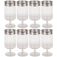 Eight Midcentury Drinks Glasses with Sterling Silver Overlay by Dorothy Thorpe