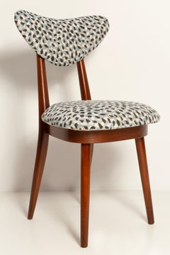 Otto sedie a cuore del Mid Century in leopardo blu di Pierre Frey, Europa, anni '60