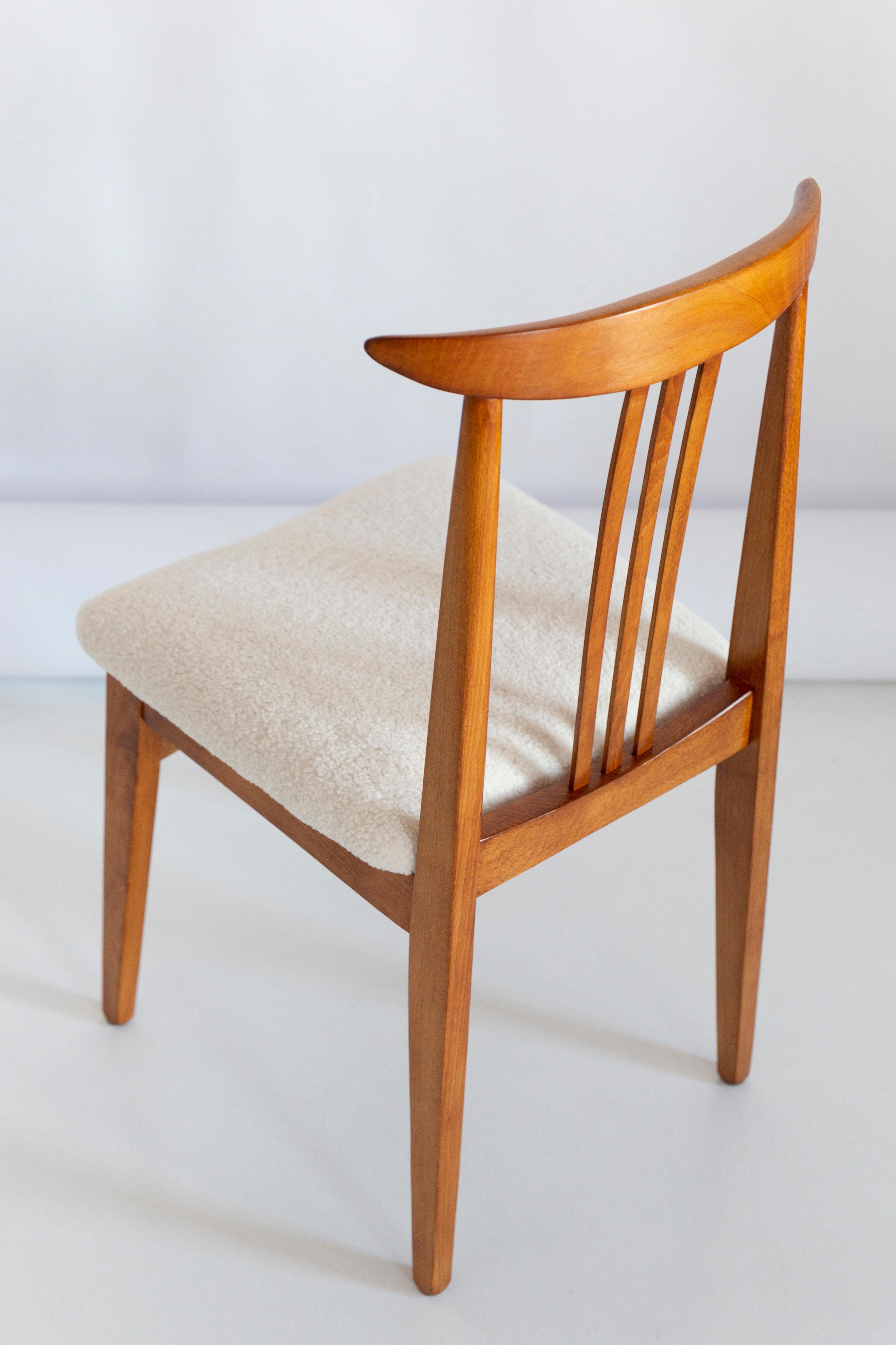 Eight Mid-Century Light Boucle Chair, Designed by M. Zielinski, Europe, 1960s For Sale 3