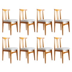 Acht Leinen-Bouclé-Sessel aus der Mitte des Jahrhunderts, entworfen von M. Zielinski, Europa, 1960er Jahre