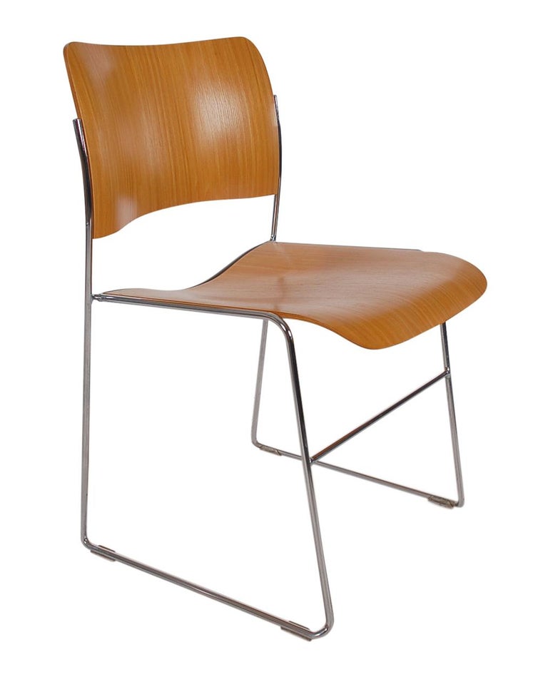Eight MidCentury Modern Bentwood Stackable Dining Chairs 40/4 by David Rowland at 1stDibs