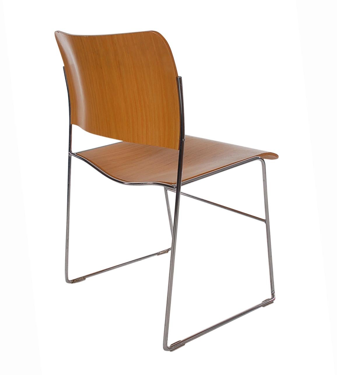 American Eight Mid-Century Modern Bentwood Stackable Dining Chairs 40/4 by David Rowland