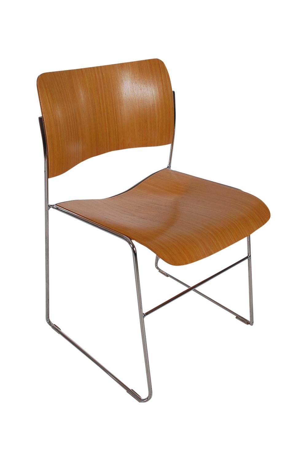 Late 20th Century Eight Mid-Century Modern Bentwood Stackable Dining Chairs 40/4 by David Rowland