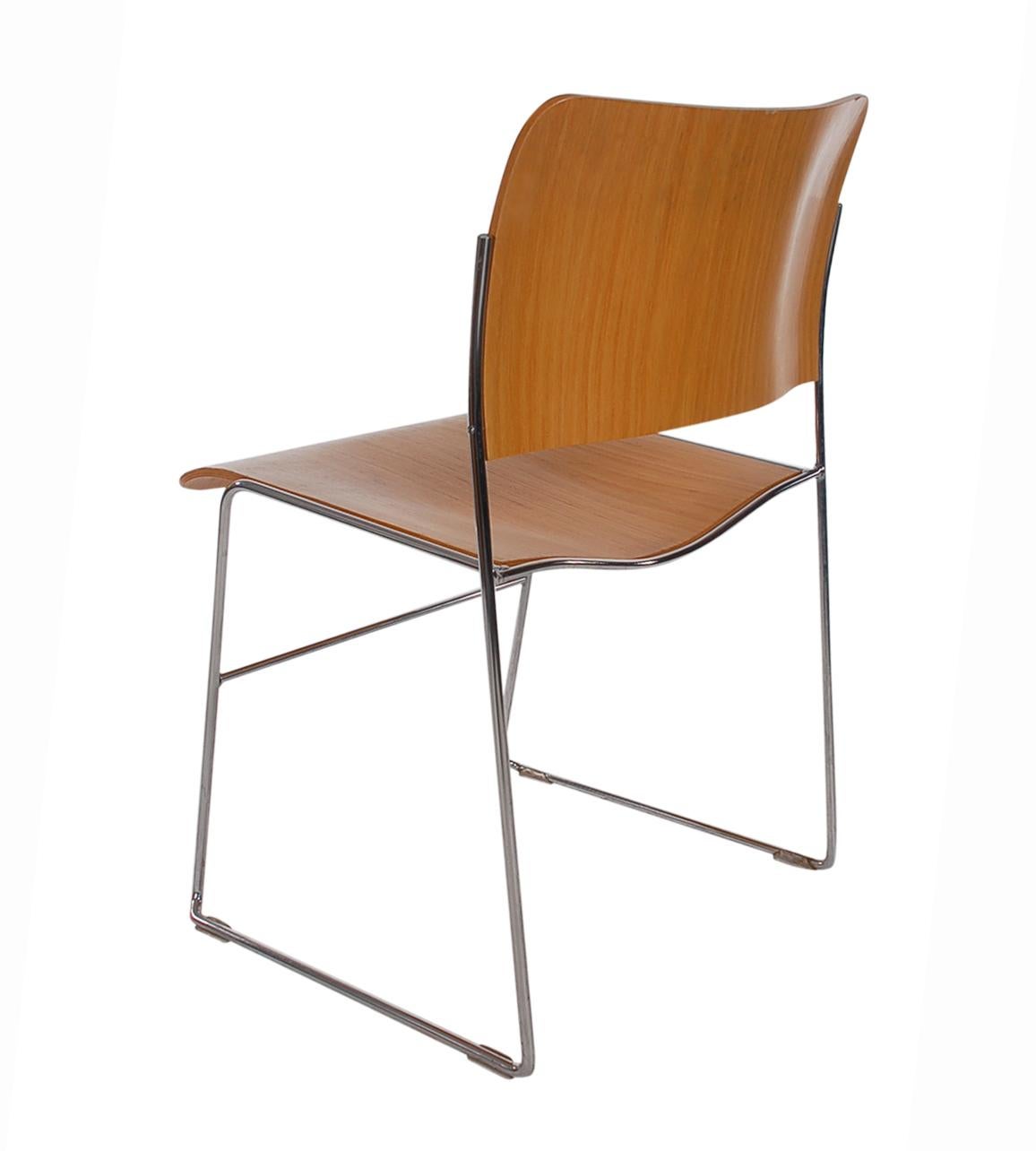 Steel Eight Mid-Century Modern Bentwood Stackable Dining Chairs 40/4 by David Rowland