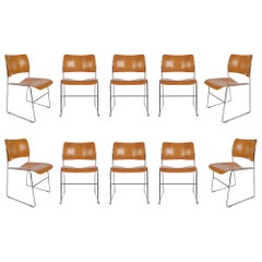 Eight Mid-Century Modern Bentwood Stackable Dining Chairs 40/4 by David Rowland