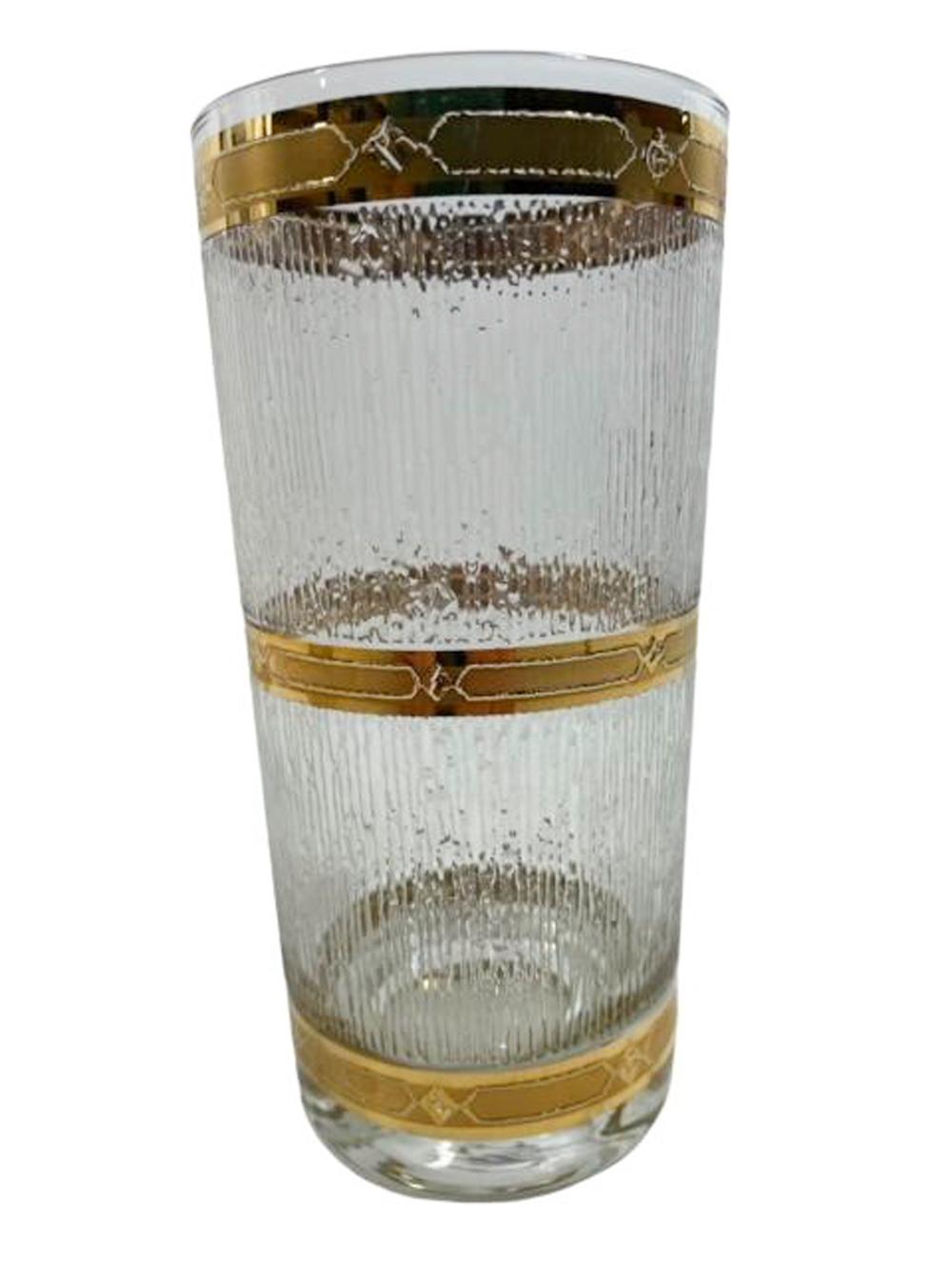 Mid-Century Modern Huit verres hauts de style mi-siècle moderne de Culver LTD. à motif « Ice » en vente