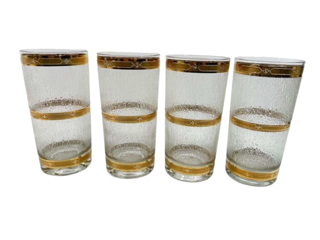 Huit verres hauts de style mi-siècle moderne de Culver LTD. à motif « Ice » Bon état - En vente à Chapel Hill, NC