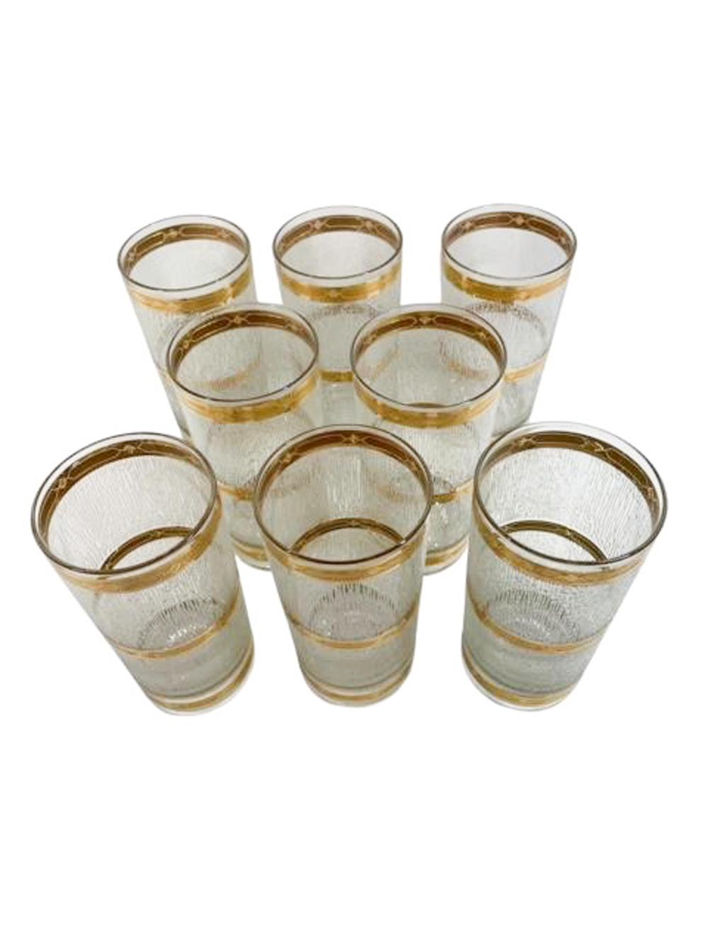 Verre Huit verres hauts de style mi-siècle moderne de Culver LTD. à motif « Ice » en vente