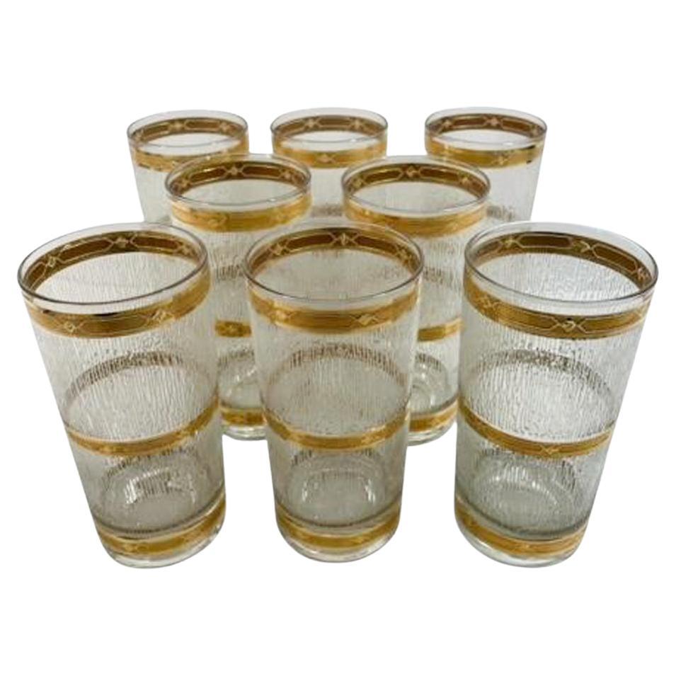 Eight Mid-Century Modern Highball Glasses by Culver LTD. in the "Icicle" Pattern