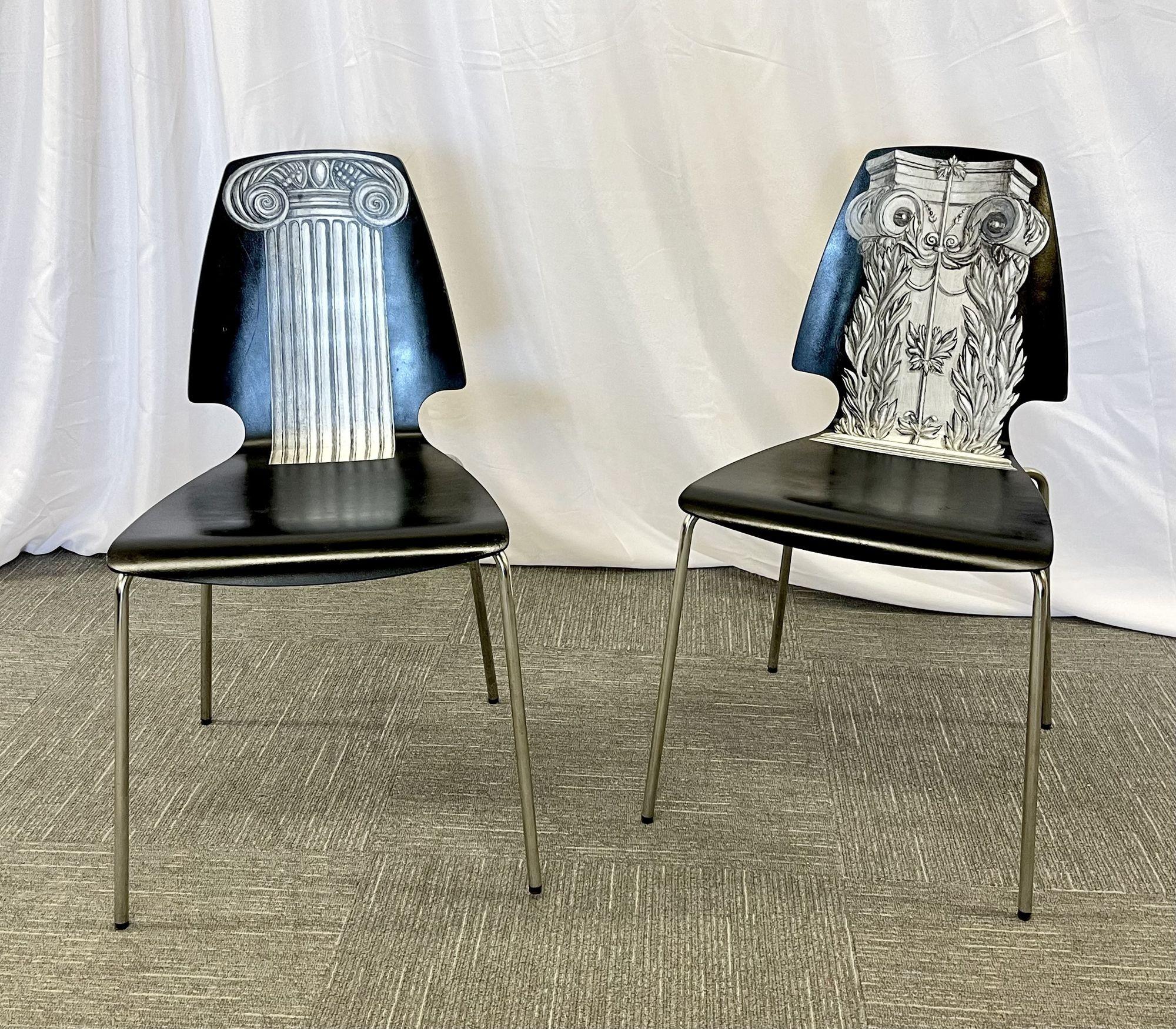 Eight Mid-Century Modern Piero Fornasetti Style Dining / Side Chairs, Italy 4