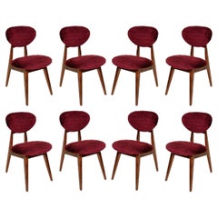 Eight Mid Century Mushroom Chairs, Nouvelles Velvet, Dedar, J. Kedziorek, 1960s
