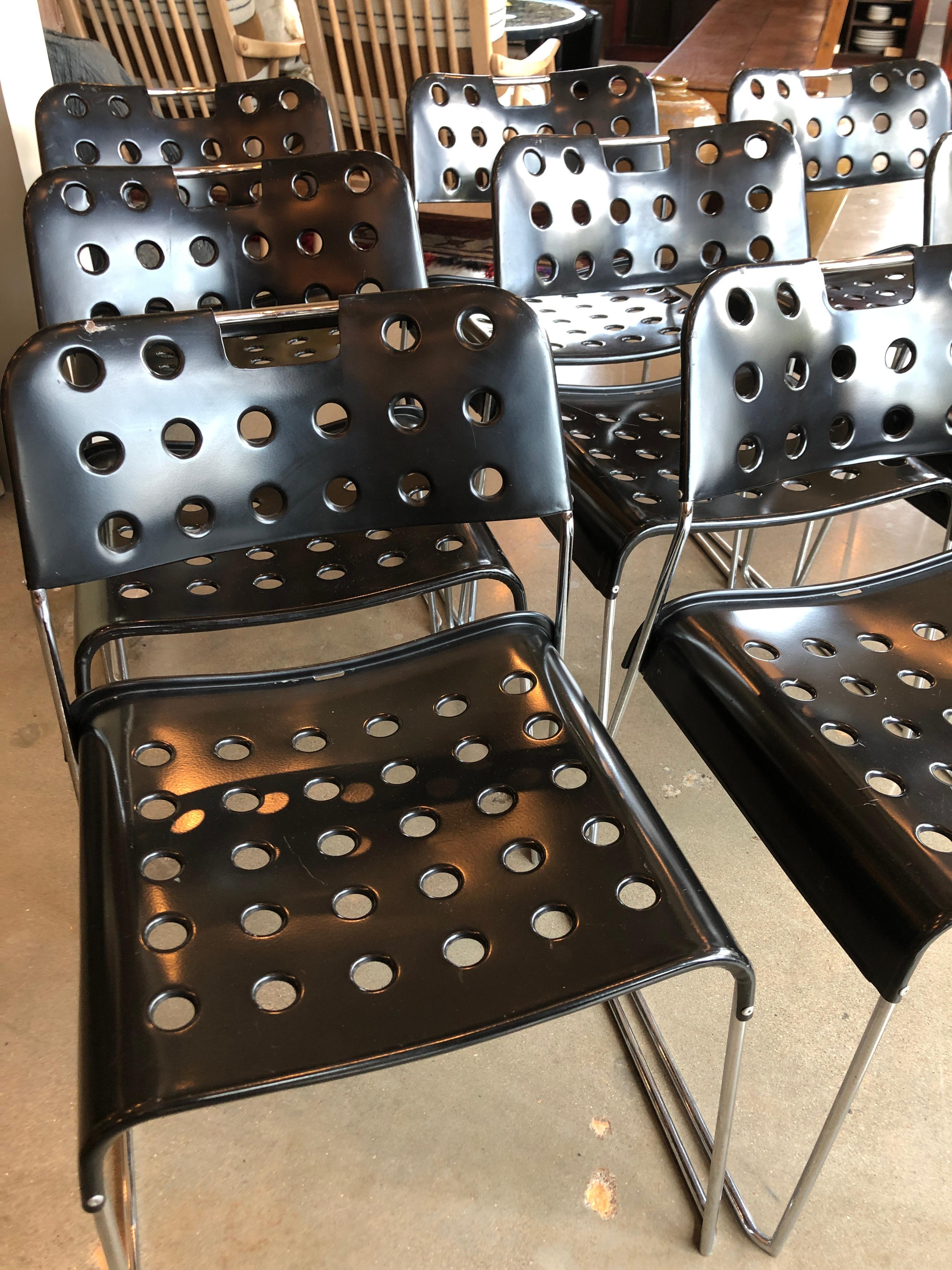 Steel Eight Midcentury ‘Omstak’ Chairs by Rodney Kinsman for Bieffeplast, Italy, 1971