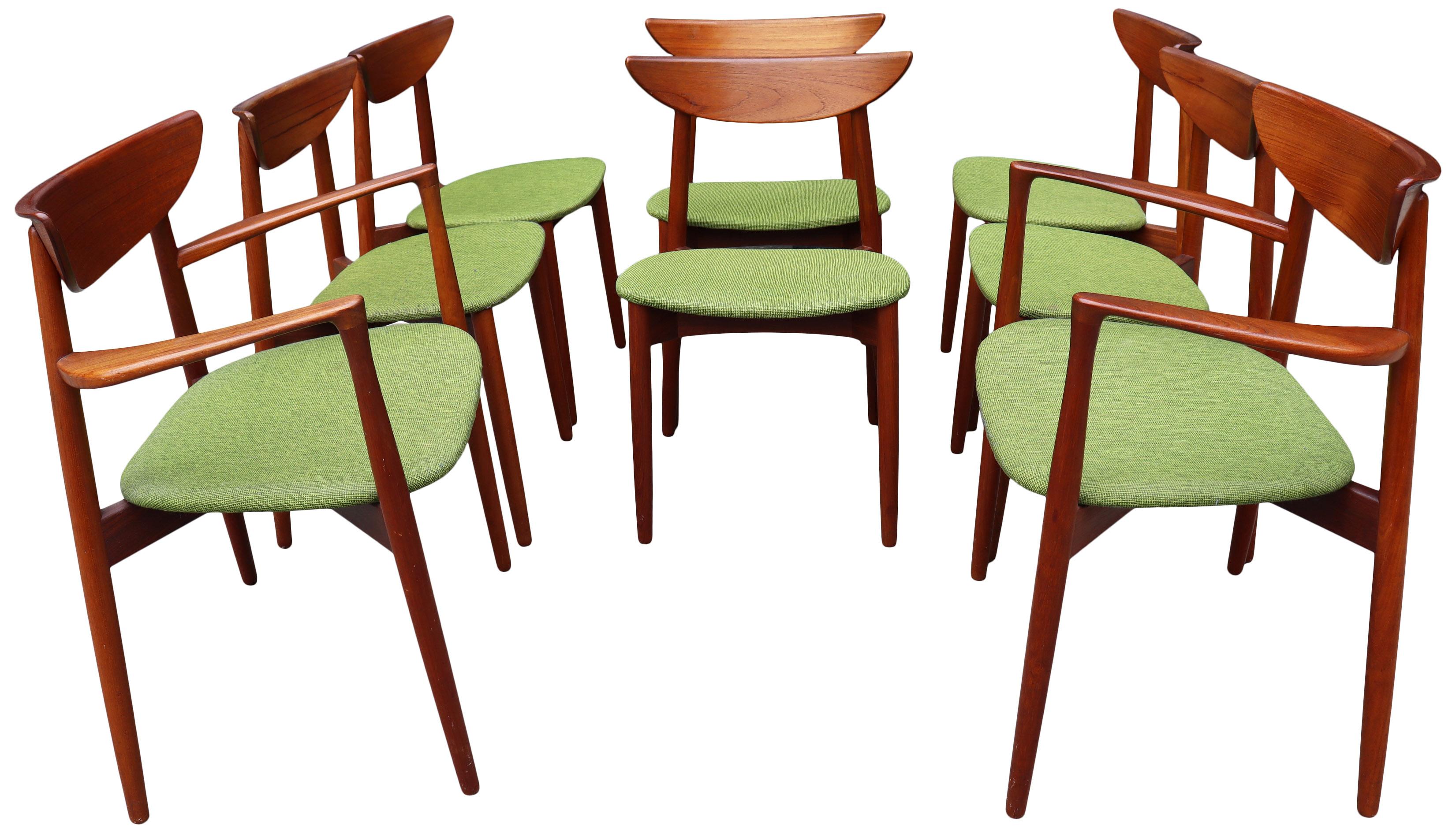 Eight Midcentury Teak Dining Chairs by Harry Ostergaard 5