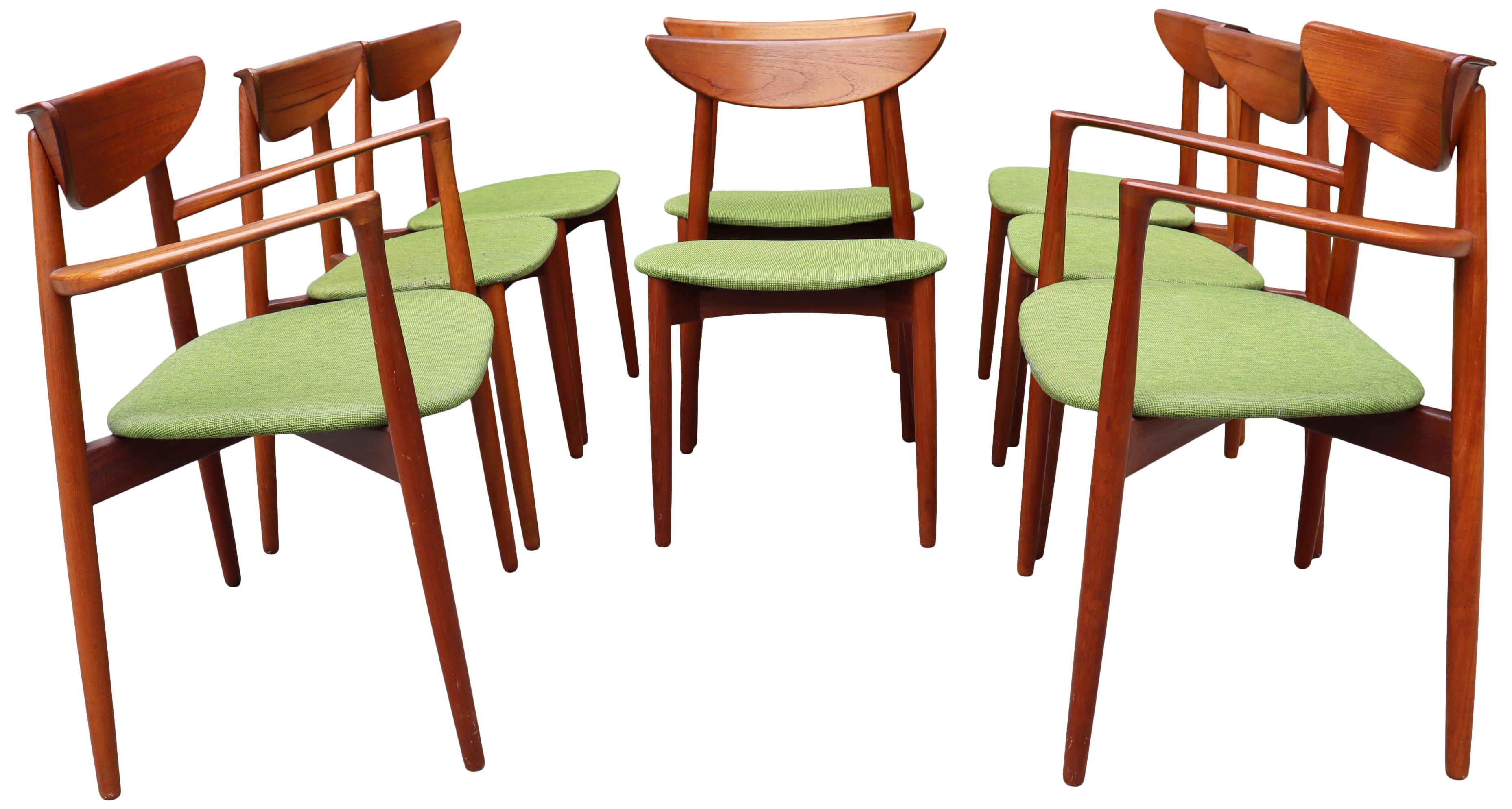 Eight Midcentury Teak Dining Chairs by Harry Ostergaard 6