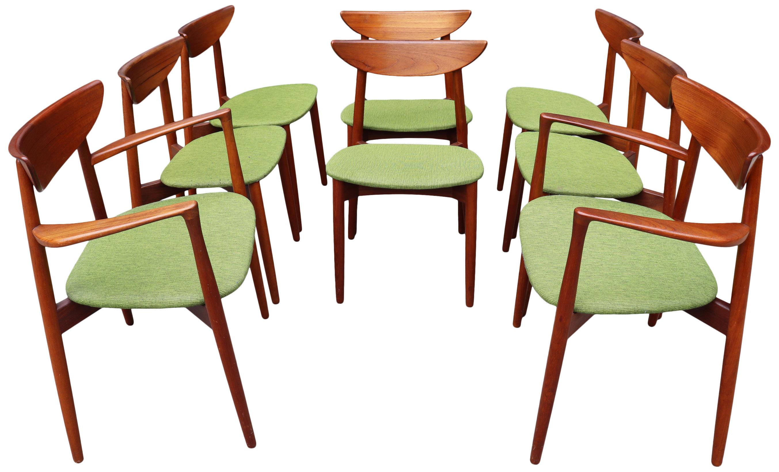 Mid-Century Modern Eight Midcentury Teak Dining Chairs by Harry Ostergaard