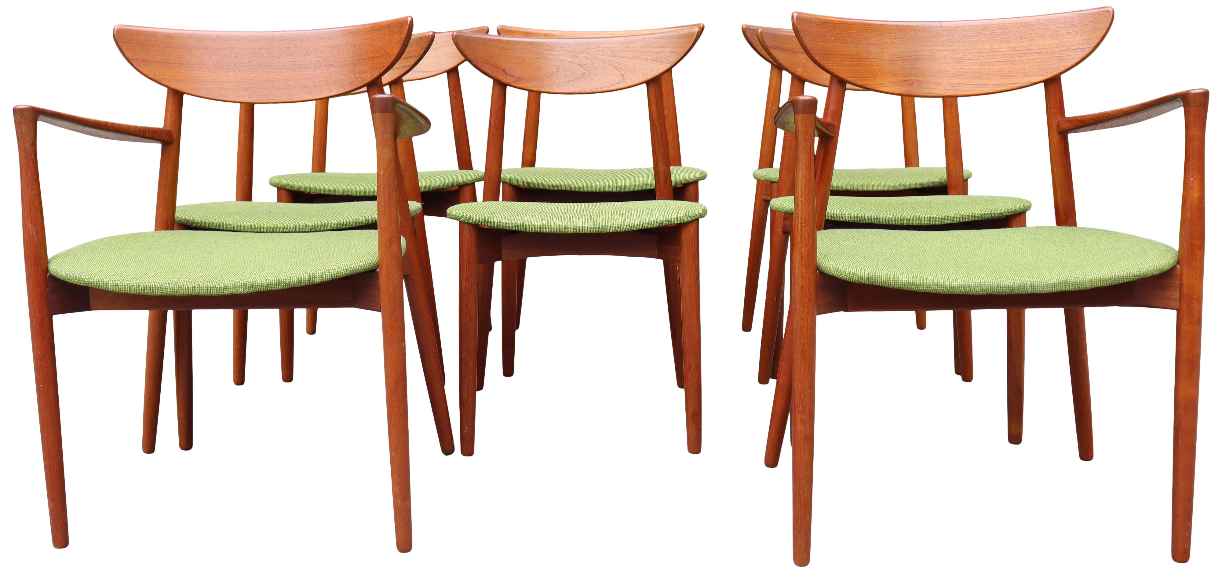 Danish Eight Midcentury Teak Dining Chairs by Harry Ostergaard