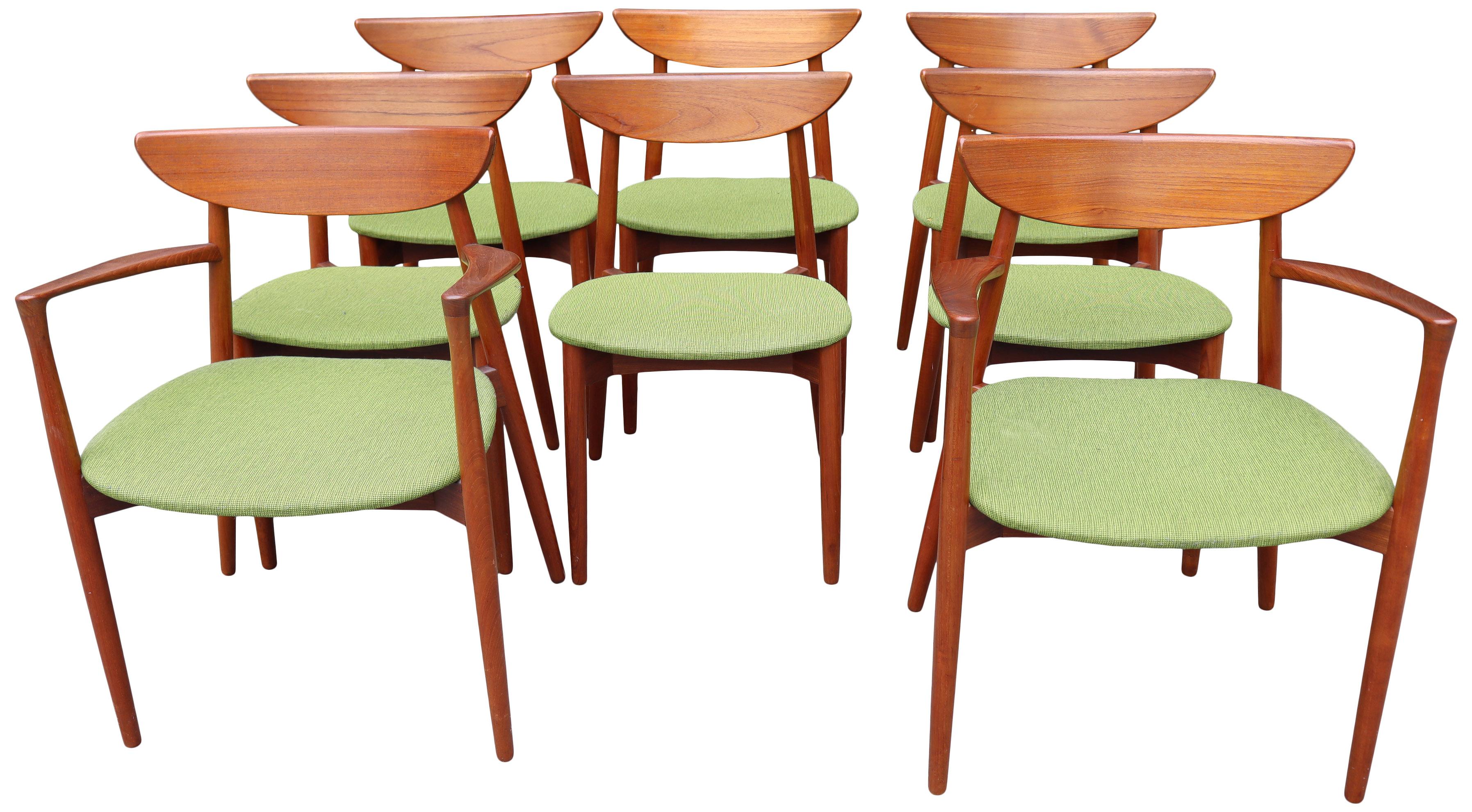 Eight Midcentury Teak Dining Chairs by Harry Ostergaard In Good Condition In BROOKLYN, NY