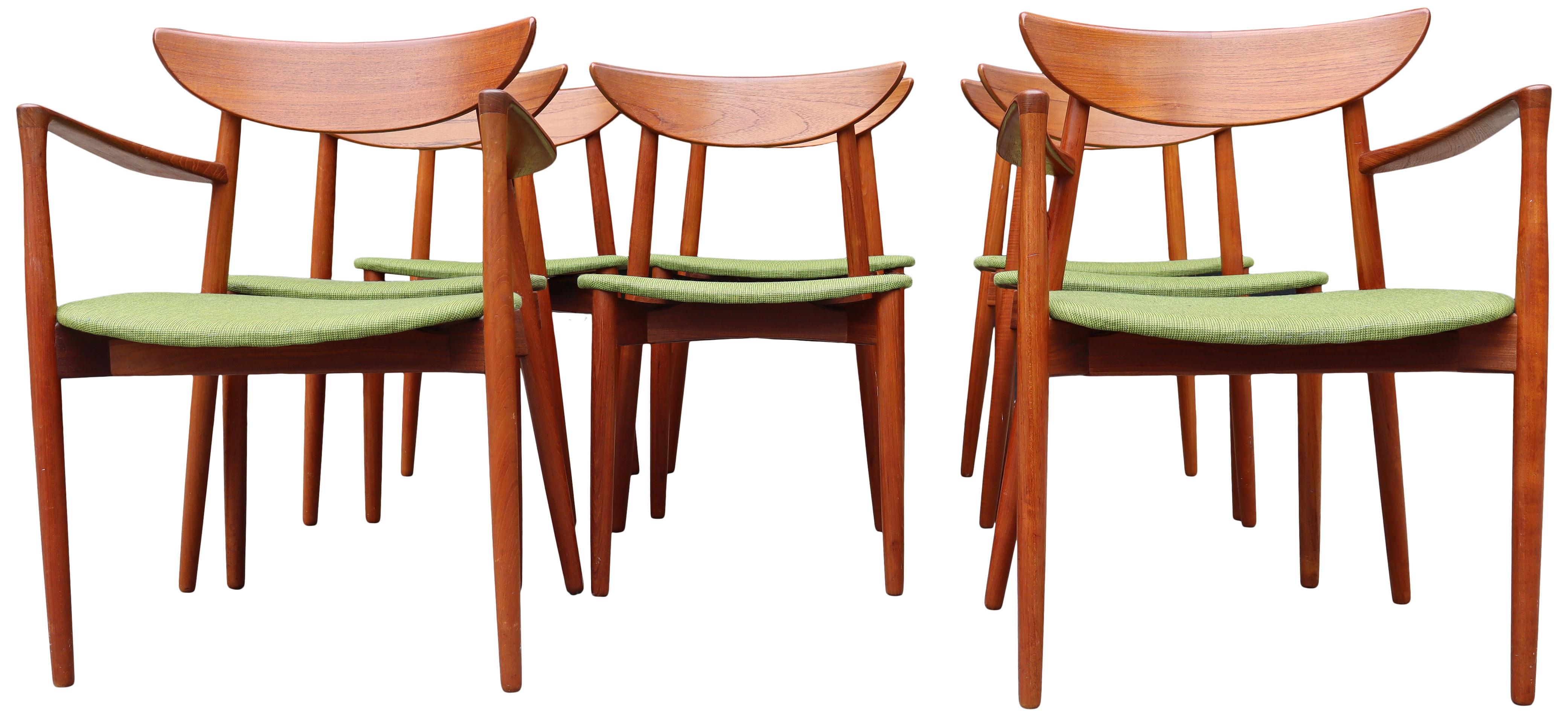 20th Century Eight Midcentury Teak Dining Chairs by Harry Ostergaard
