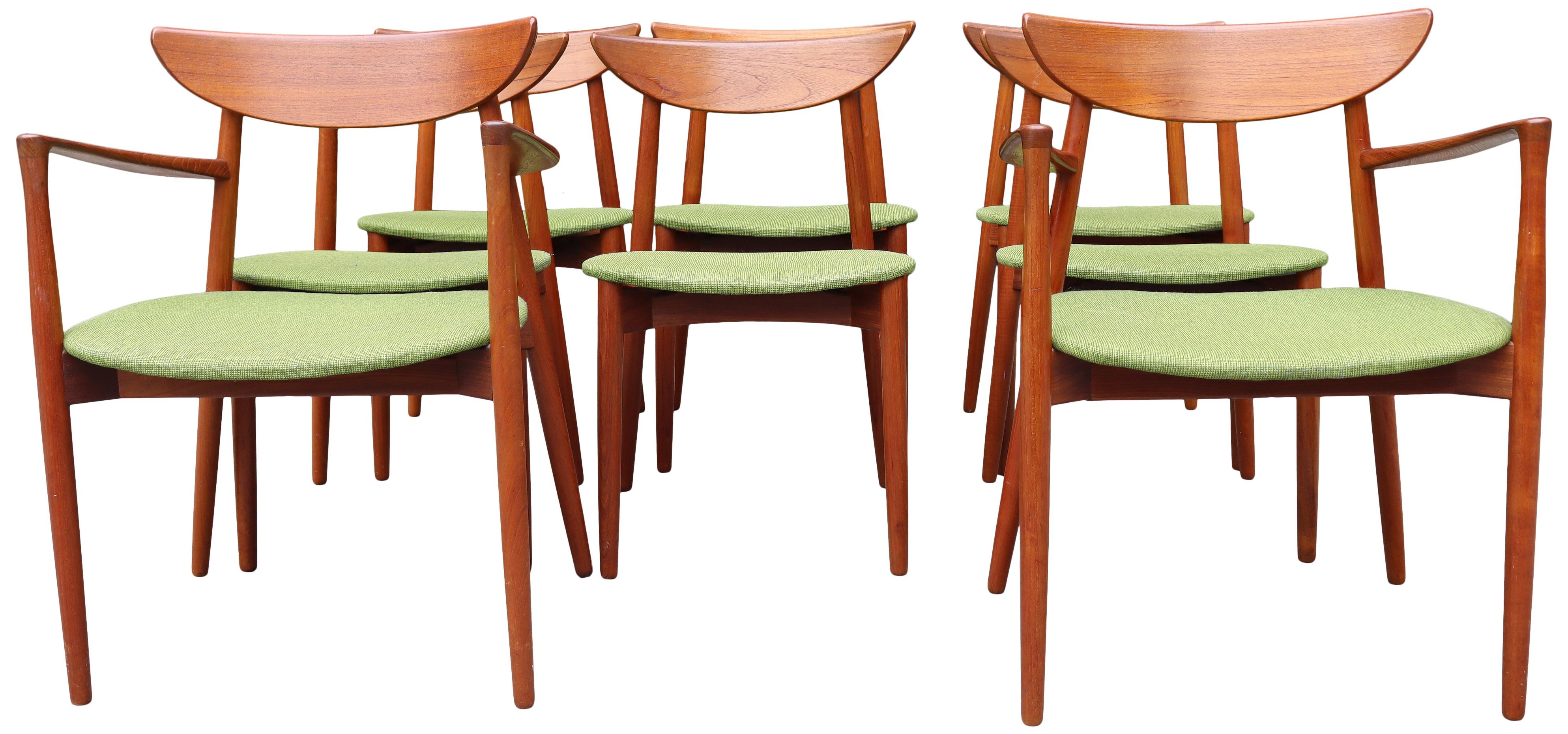 Eight Midcentury Teak Dining Chairs by Harry Ostergaard 1