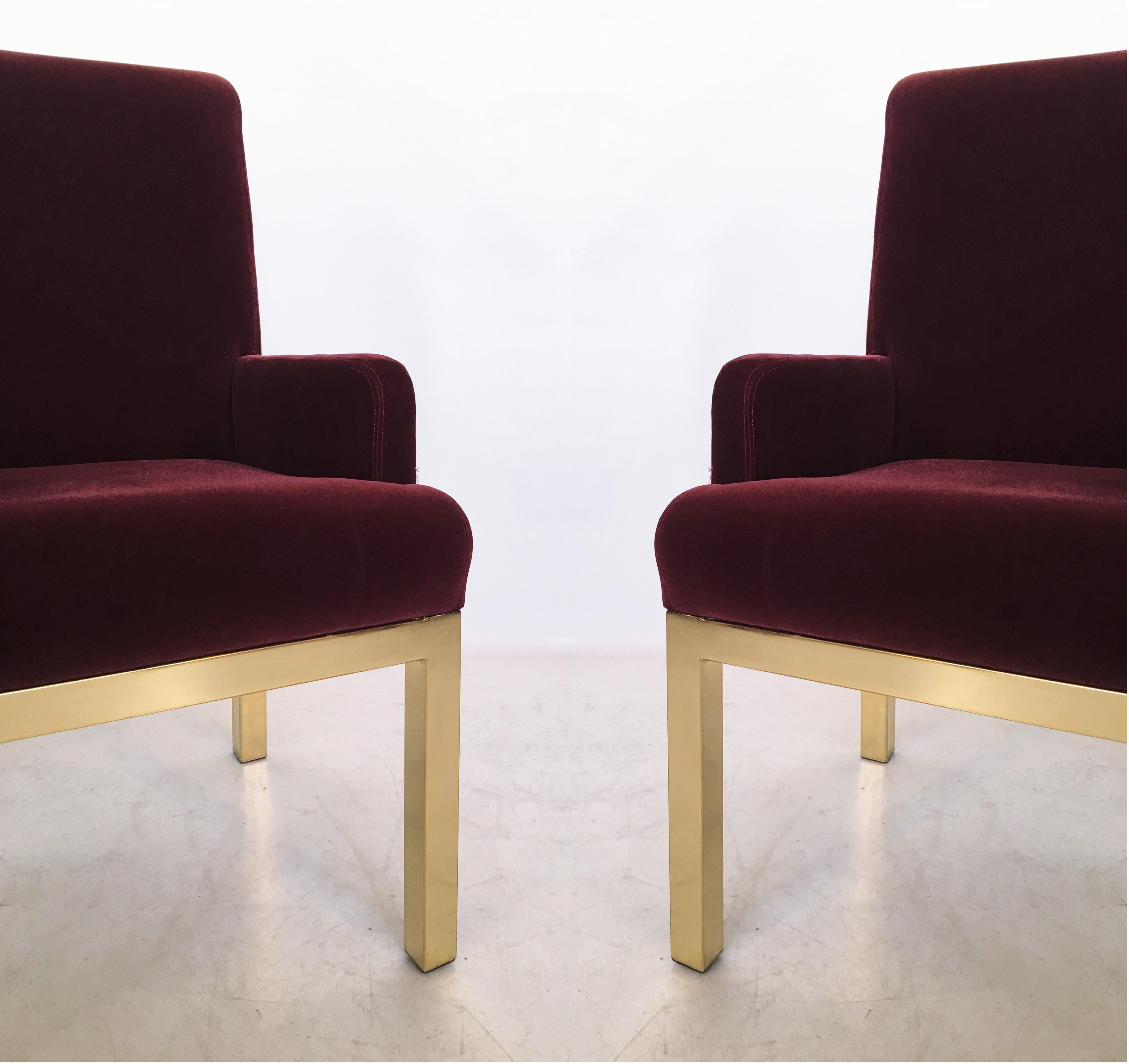 Mid-Century Modern Set of Eight Design Institute of America Brass Dinning Chairs