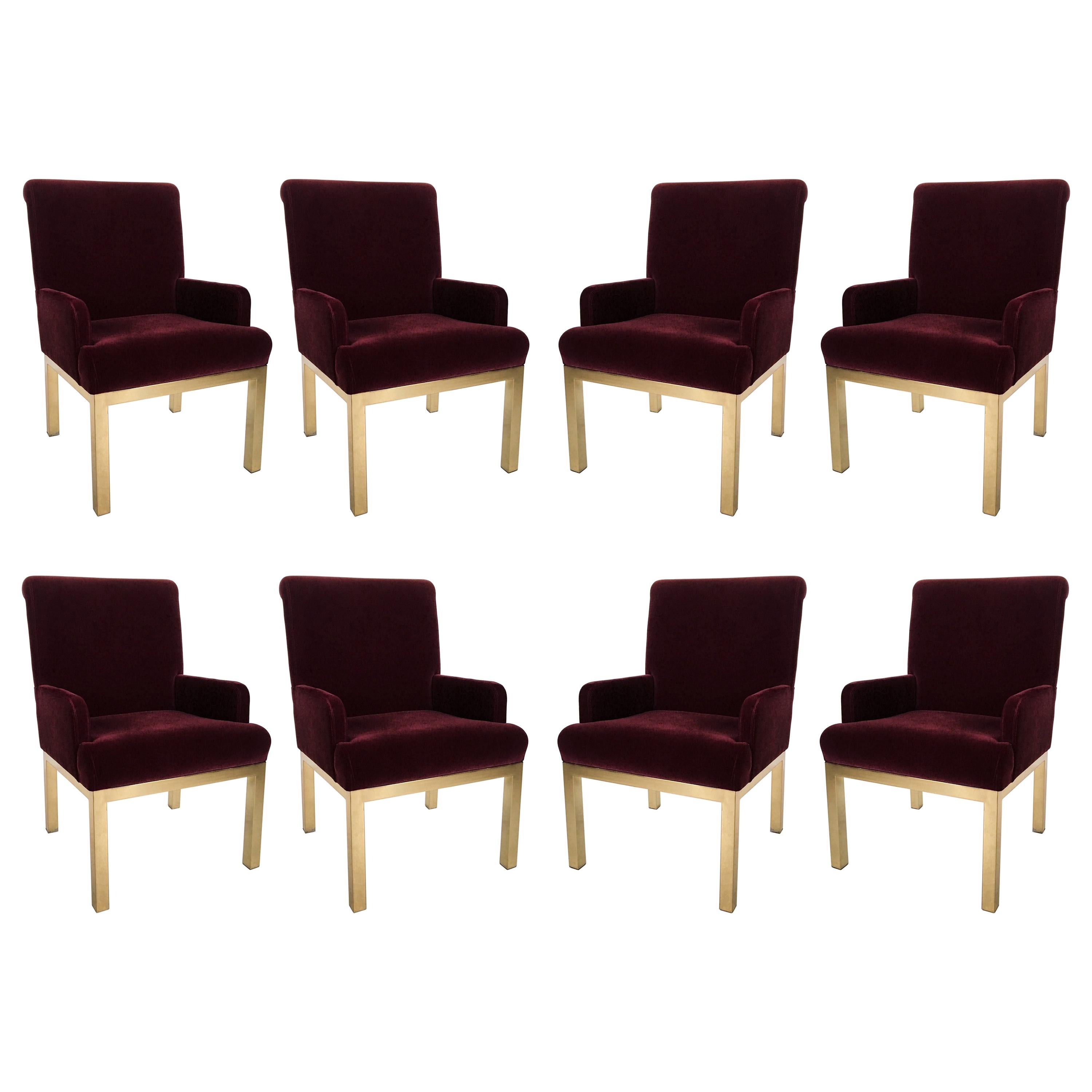 Set of Eight Design Institute of America Brass Dinning Chairs