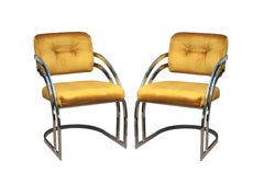 Eight Milo Baughman Style Chrome Dining Chairs