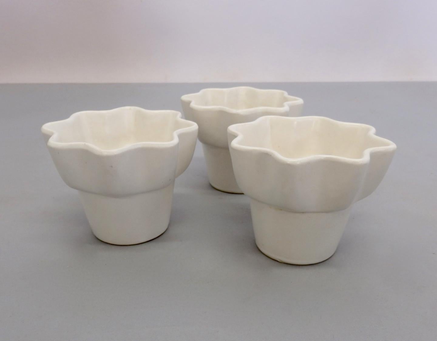 Pottery Eight Miniature Matte White Imperial Planter Pots