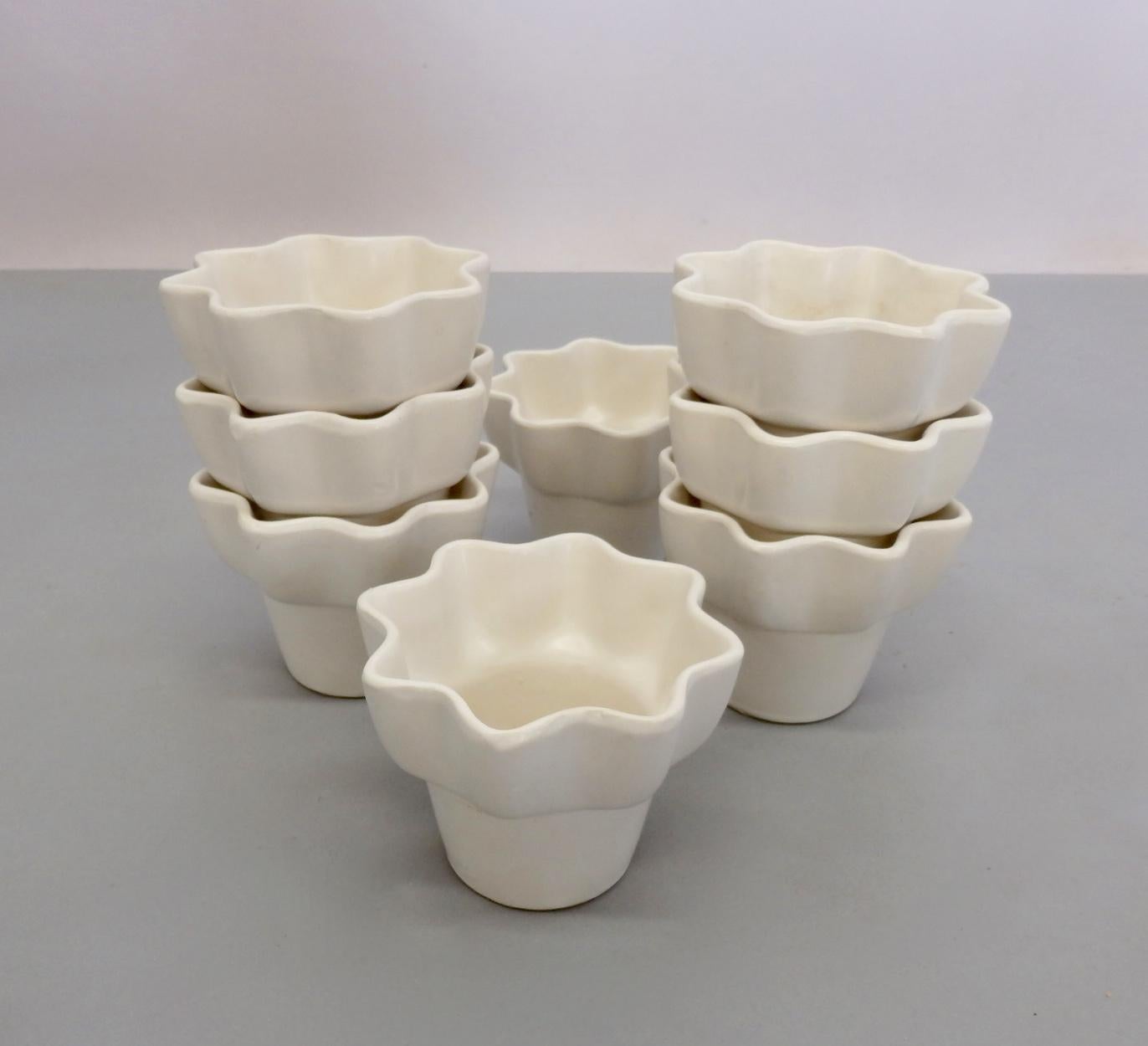 Eight Miniature Matte White Imperial Planter Pots 1