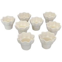 Eight Miniature Matte White Imperial Planter Pots