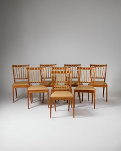 Set of eight 1165 chairs designed by Josef Frank for Svenskt Tenn, Sweden 1950s