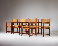 Eight 'Model 350' Teak and Cane Armchairs by Peter Hvidt & Orla Mølgaard-Nielsen