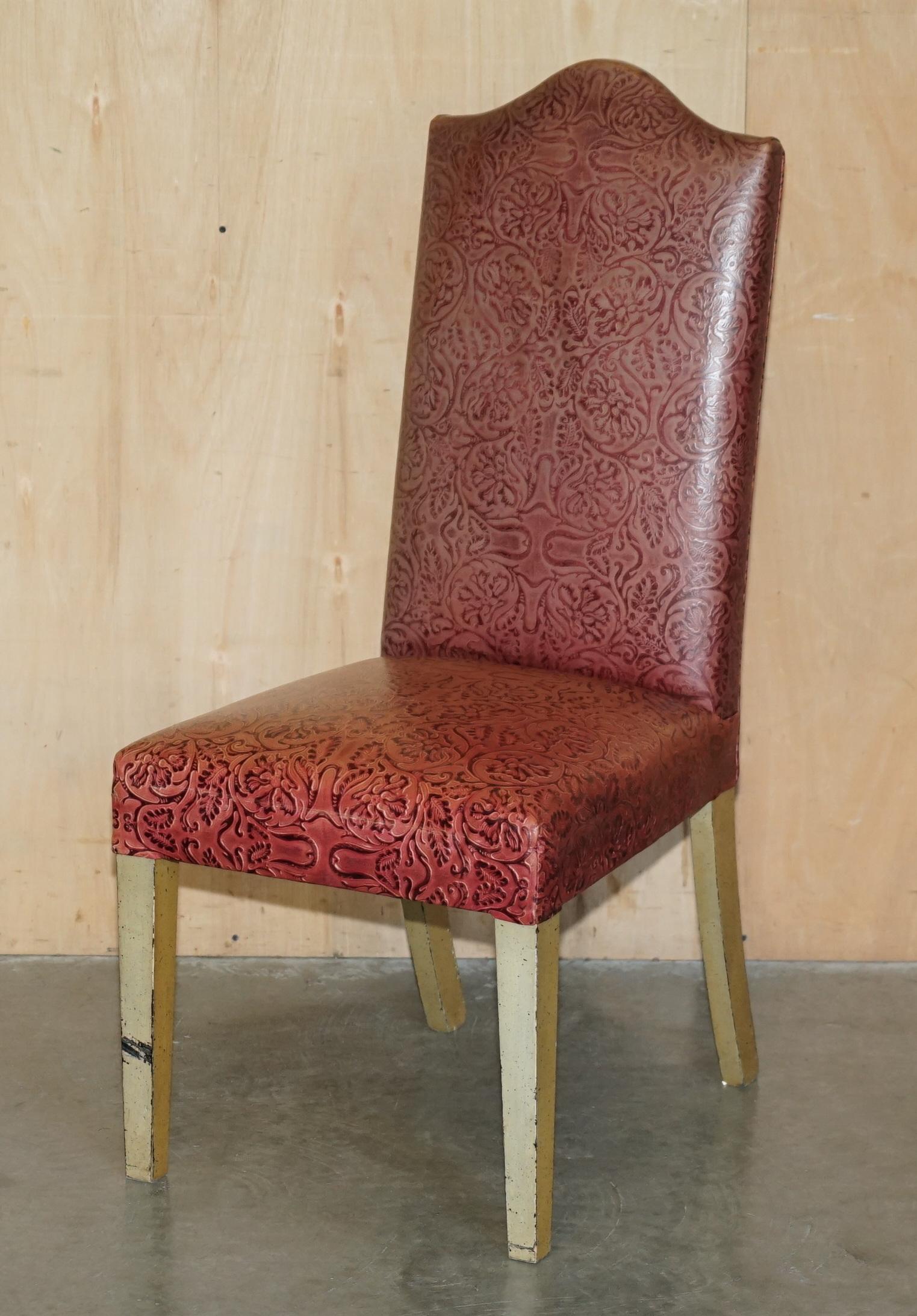 CHAISES DE DINER CONTEMPORAINES CONTEMPORAINES EN CUIR EMBOSSÉ EiGHT MODERNES GRANDES CHAISES EN CUIR PEINTES 8 en vente 4