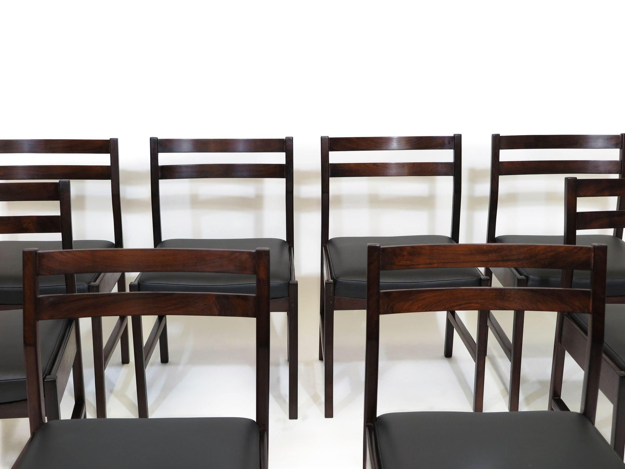 Eight Móveis Decorações Tássini Brazilian Rosewood Dining Chairs For Sale 5