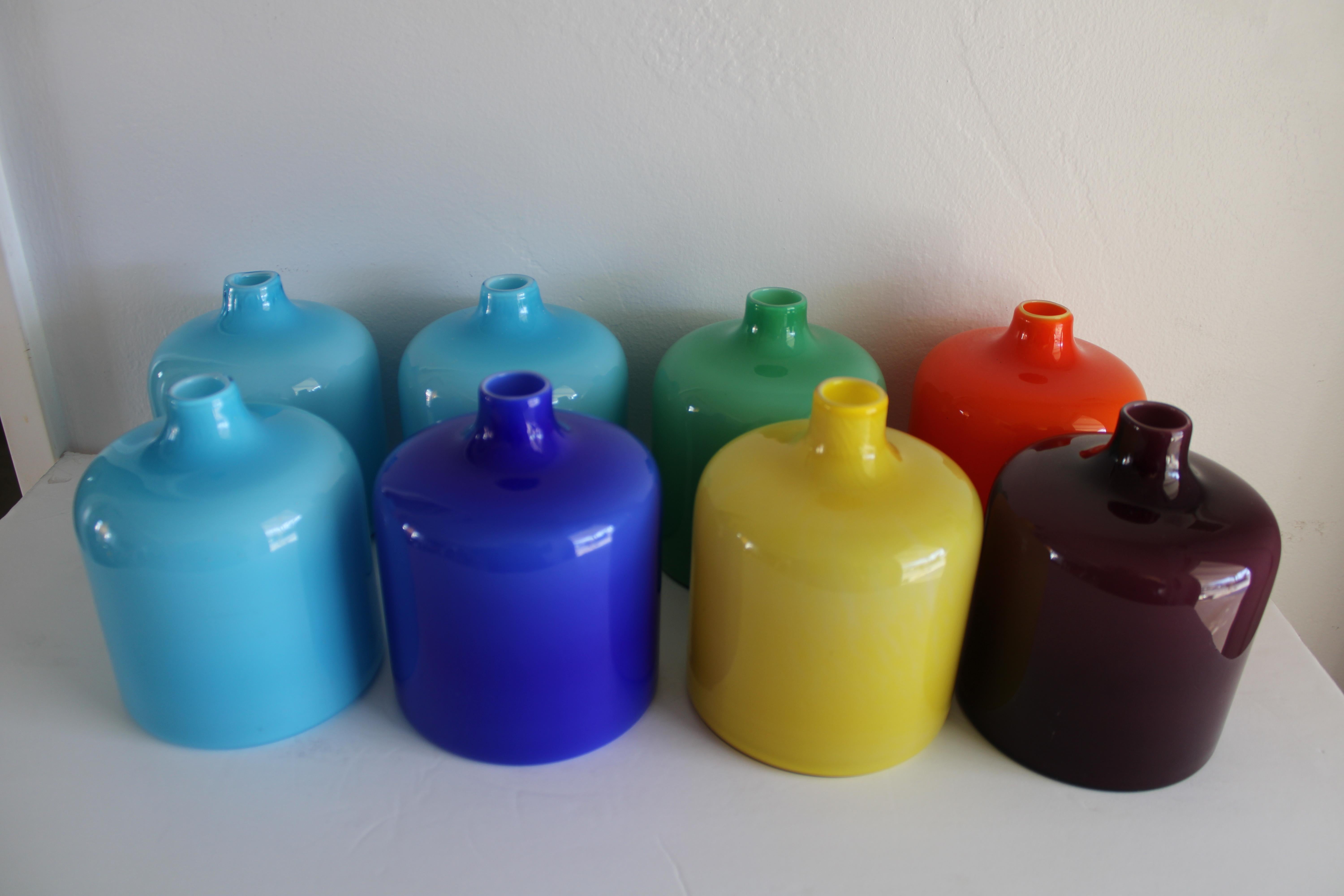 Italian Eight Murano Stackable Glass Vases for Venini For Sale