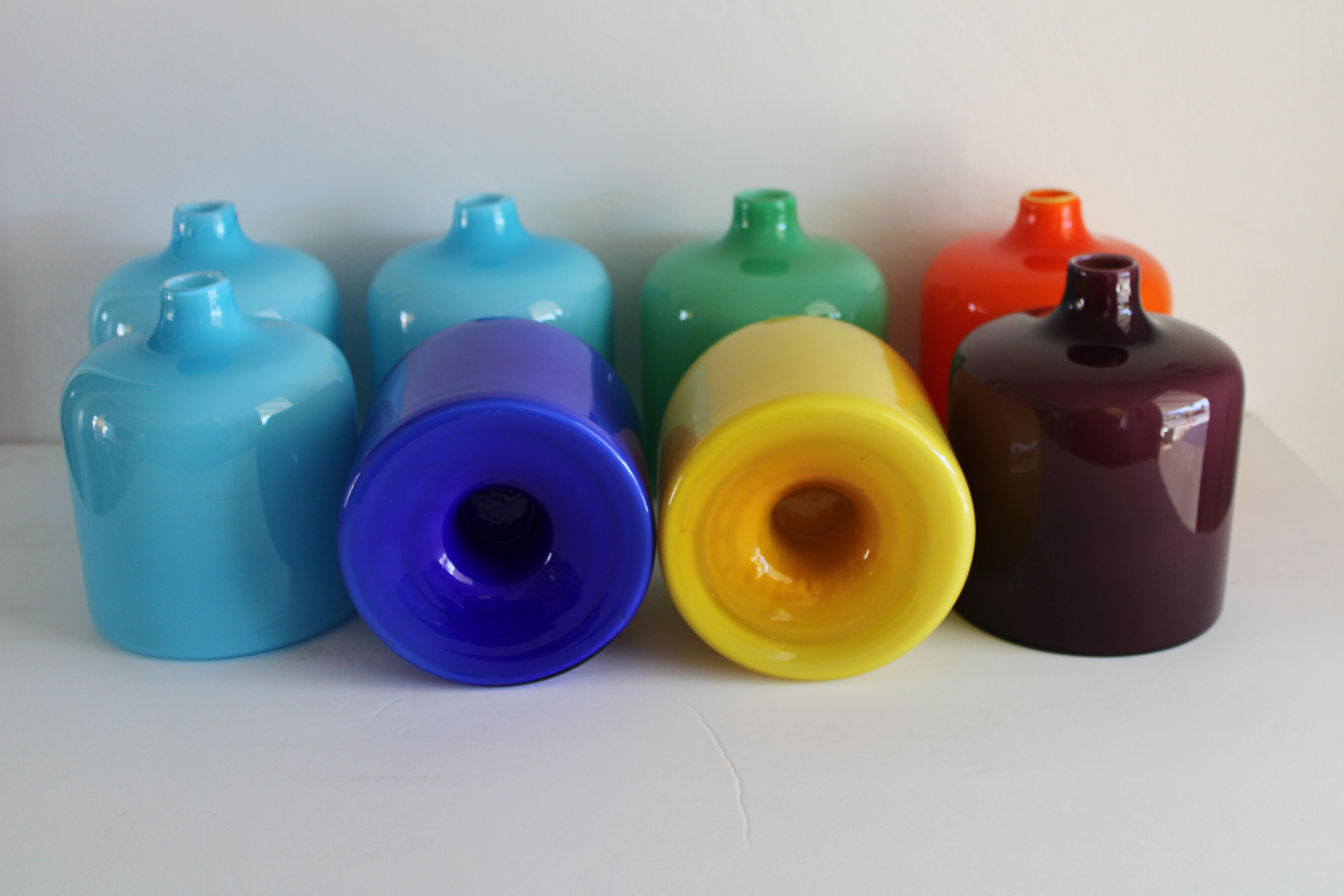 Late 20th Century Eight Murano Stackable Glass Vases for Venini For Sale