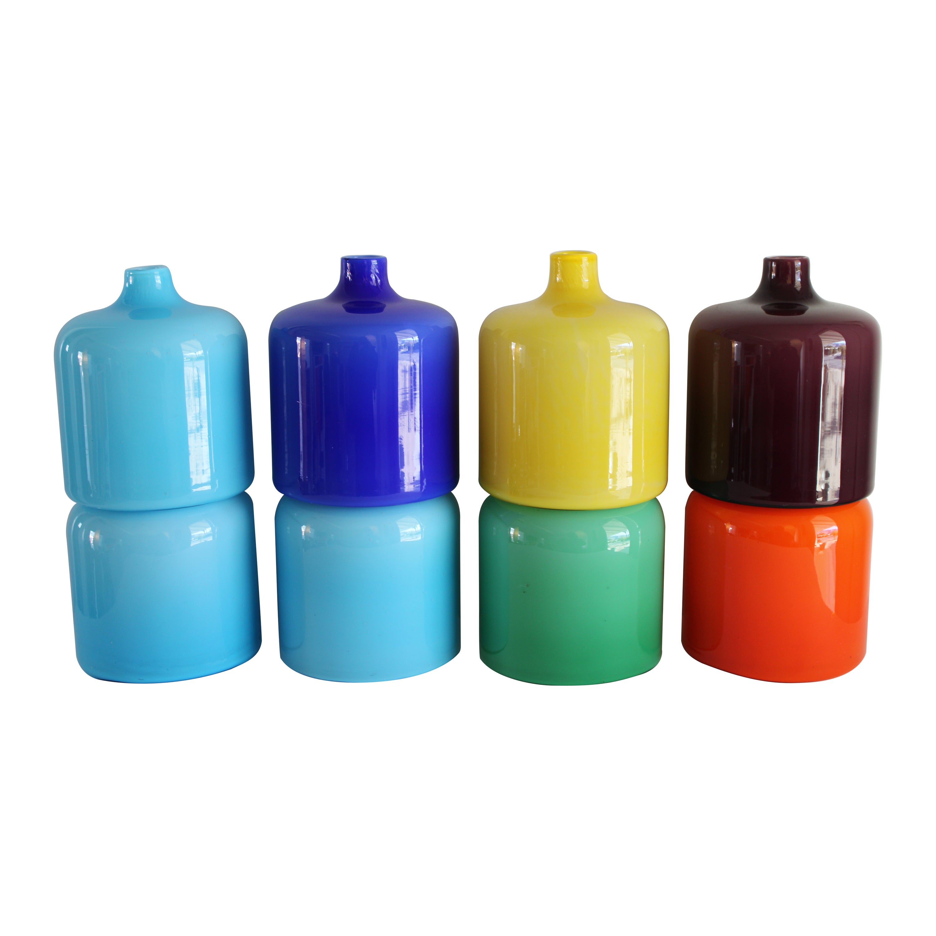 Acht stapelbare Murano-Glasvasen für Venini im Angebot