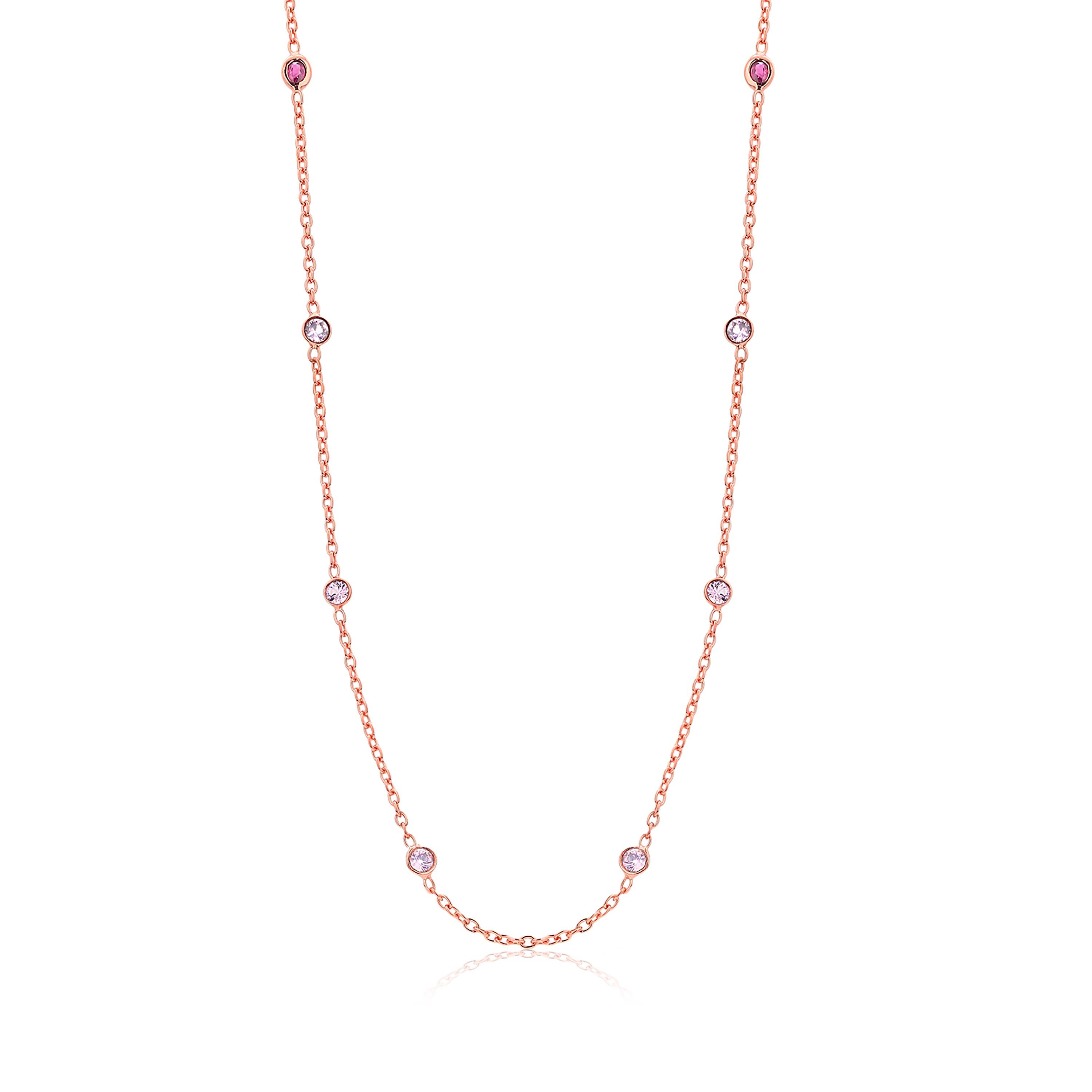 Sterling Silver 8 stations bezel set necklace pendant 
Rose gold plated
Necklace 16