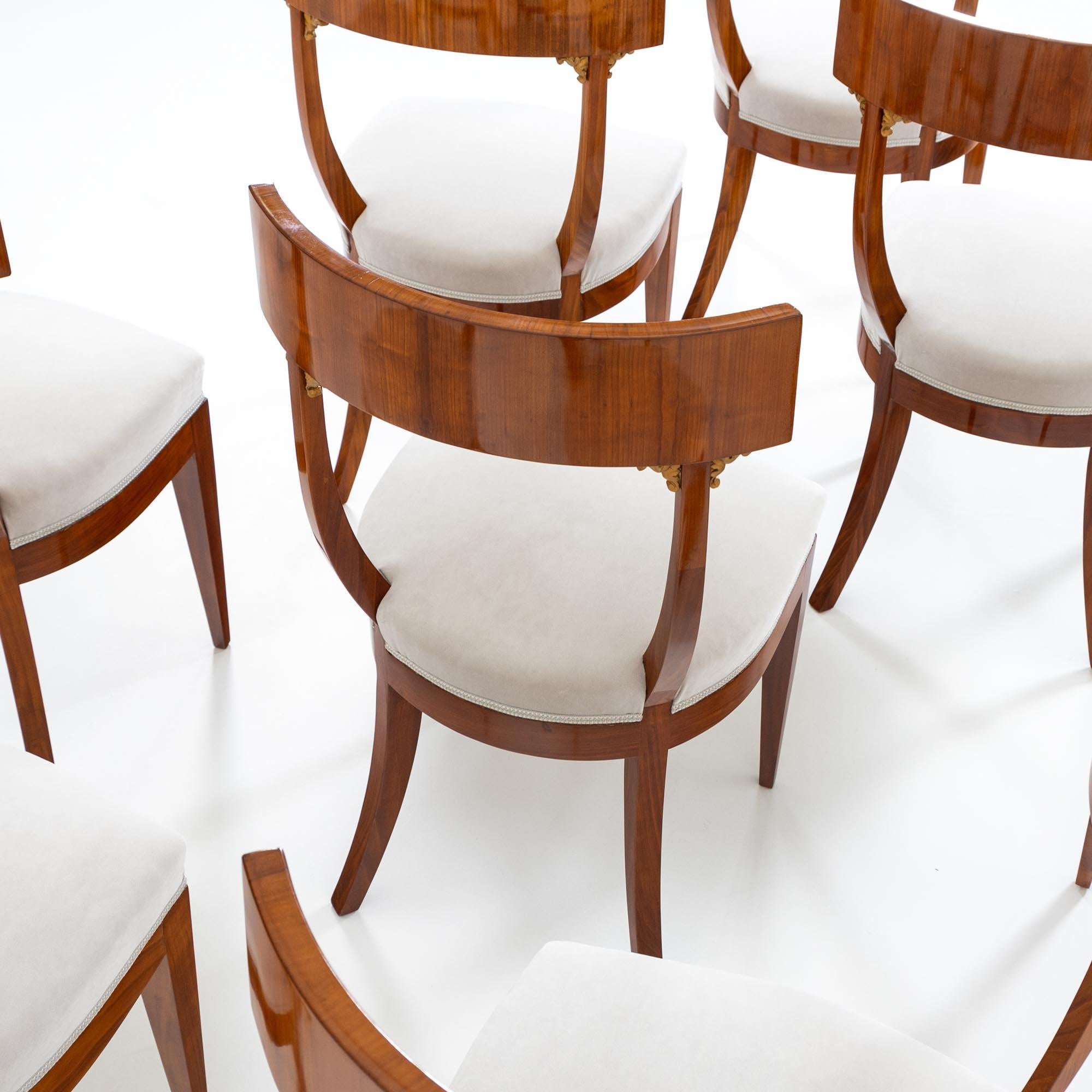 Eight Neoclassical Dining Chairs in Cherry Wood, Tuscany, 19th Century 4