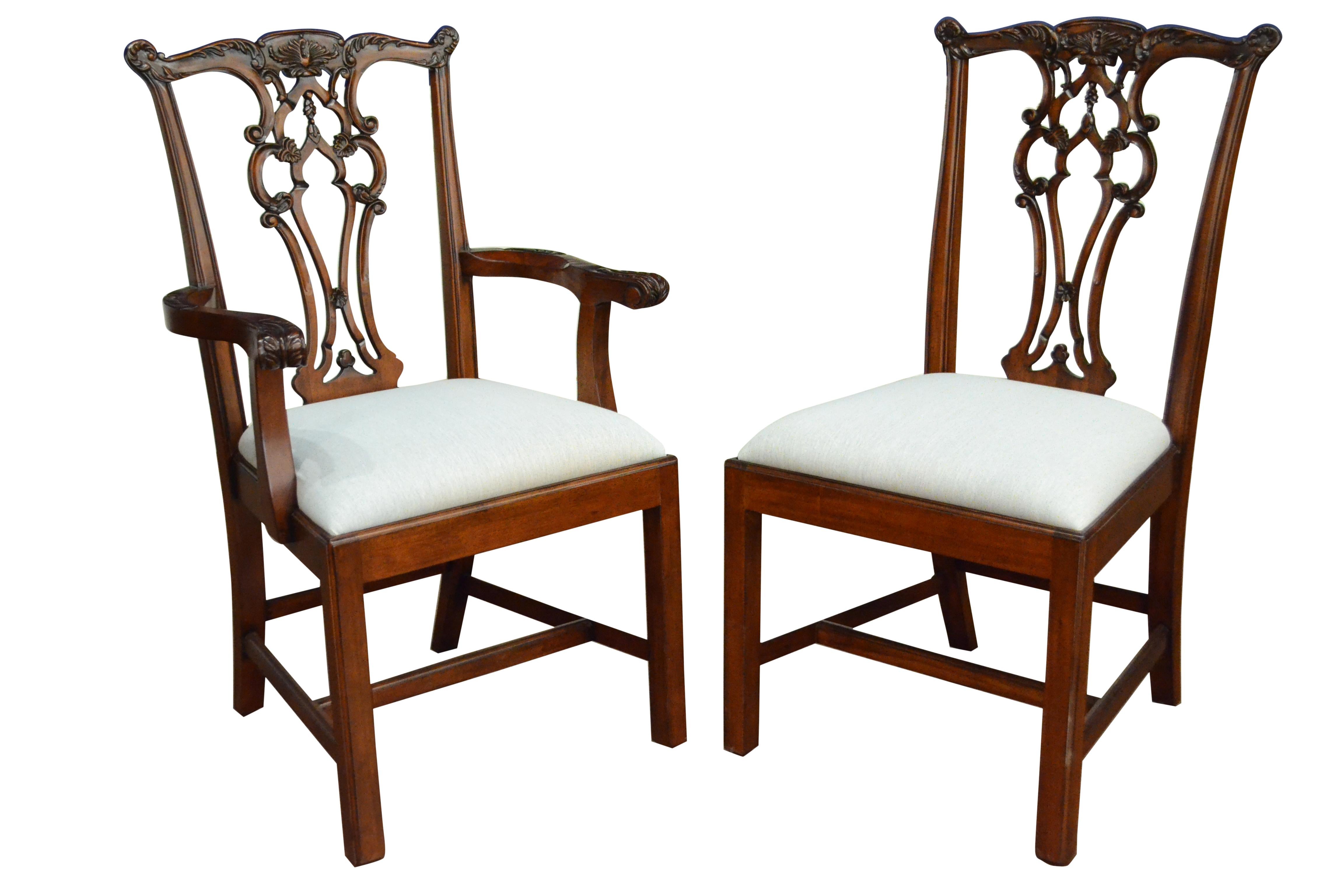 Contemporary Eight New Chippendale Style Straight a Leg Dining Chairs by Leighton Hall For Sale