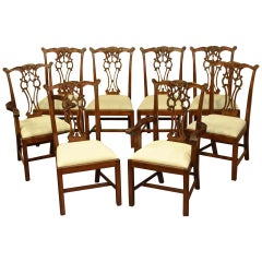 Eight New Chippendale Style Straight a Leg Dining Chairs by Leighton Hall