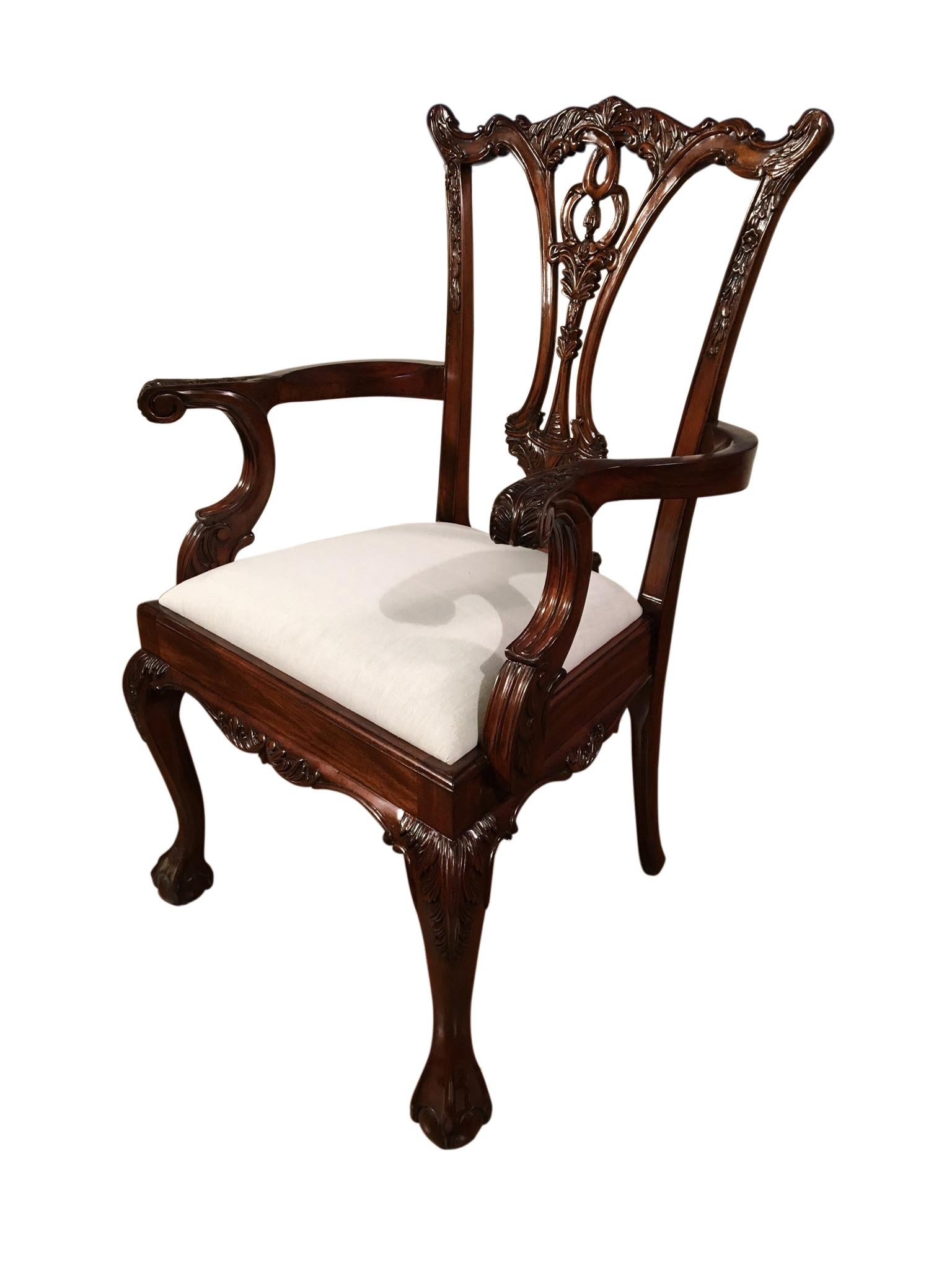 Eight New Mahogany Chippendale Ball and Claw Dining Chairs by Leighton Hall For Sale 1